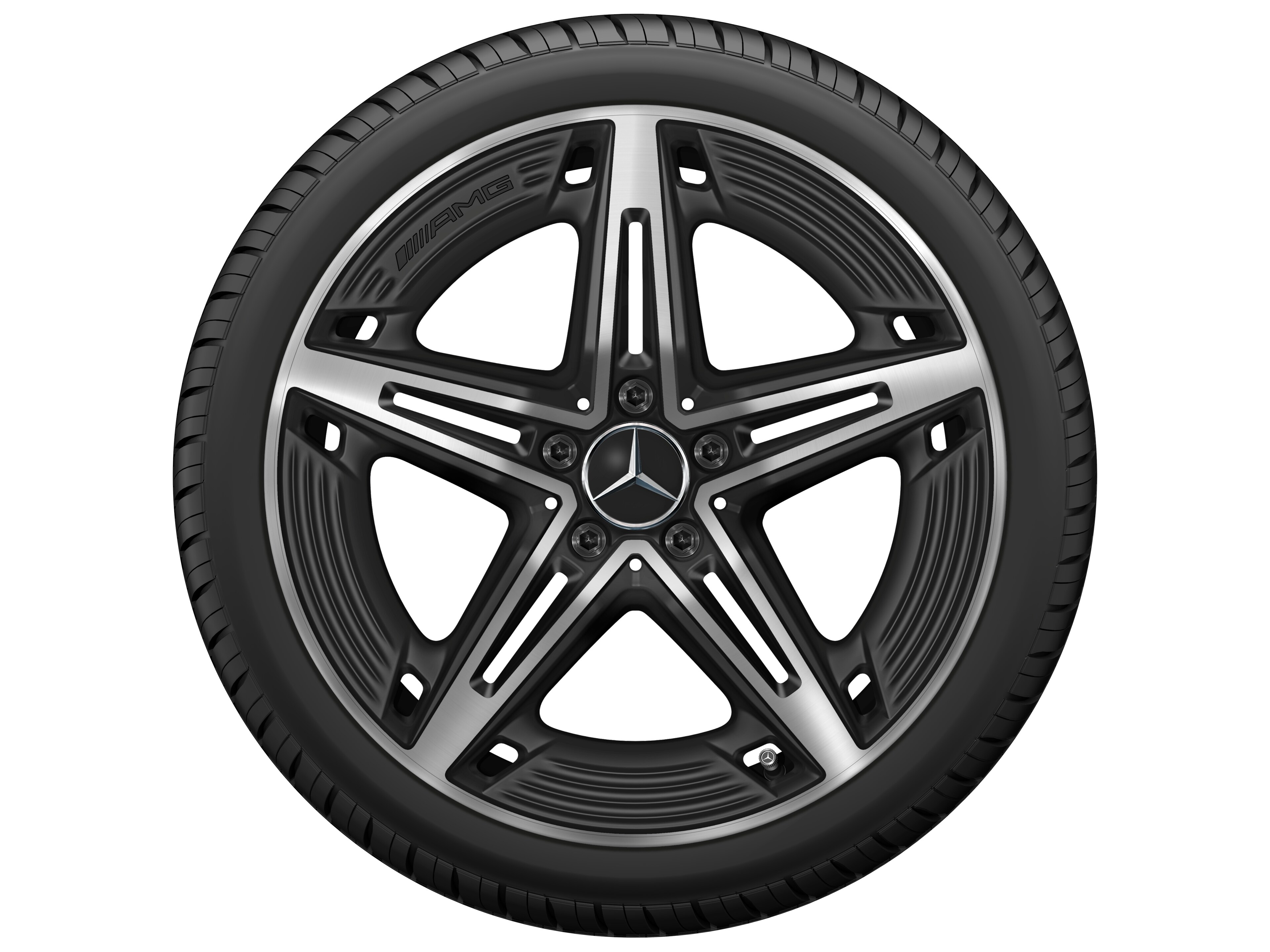 Vijfspaaks AMG-wiel, 48,3 cm (19 inch) - 8,5 J x 19 ET 55,2, Matzwart, glanzend gepolijst