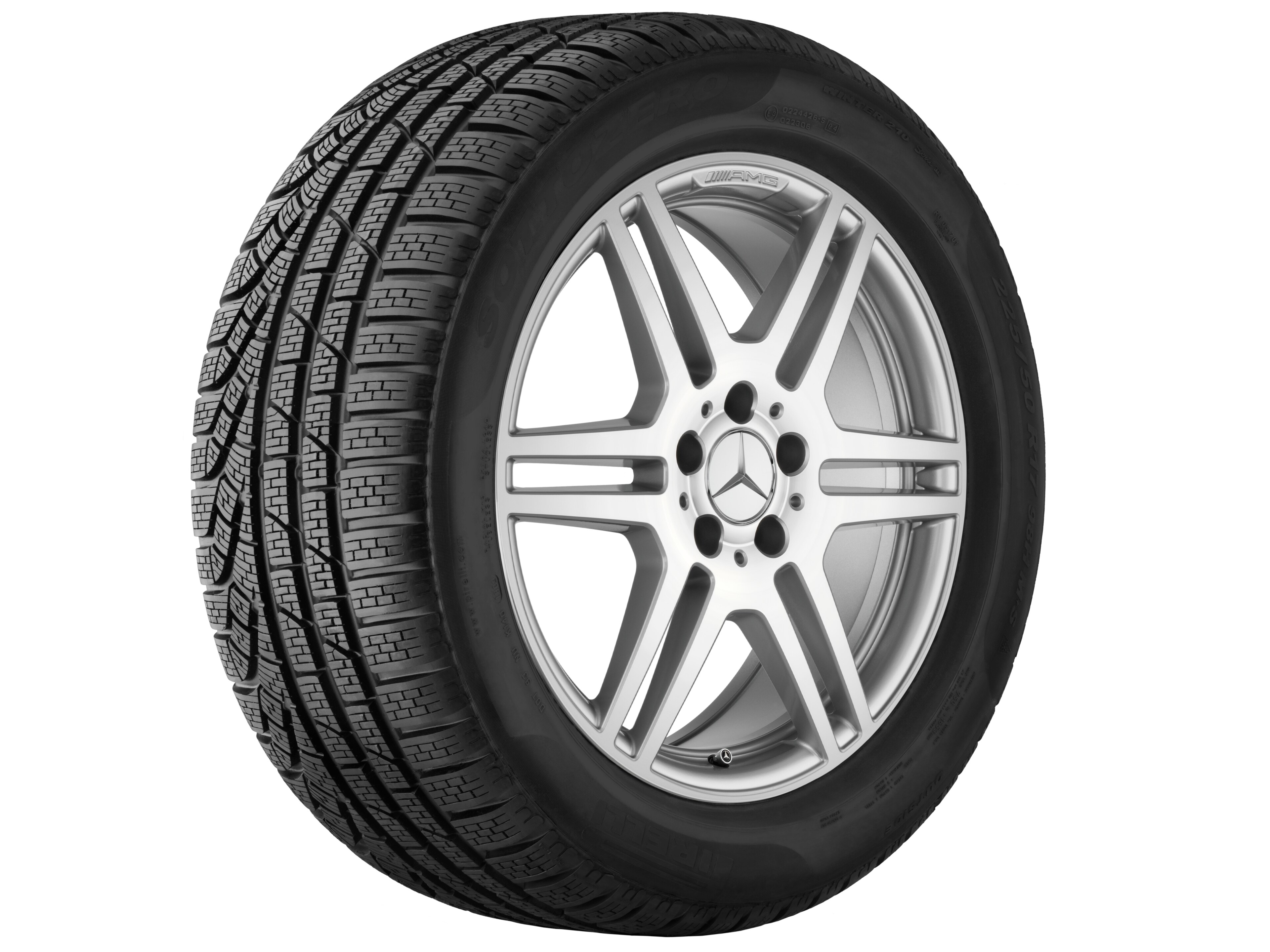 Zes-dubbelspaaks AMG-wiel, 45,7 cm (18 inch) - 8,5 J x 18 ET 48, zilverkleurig, glanzend gepolijst