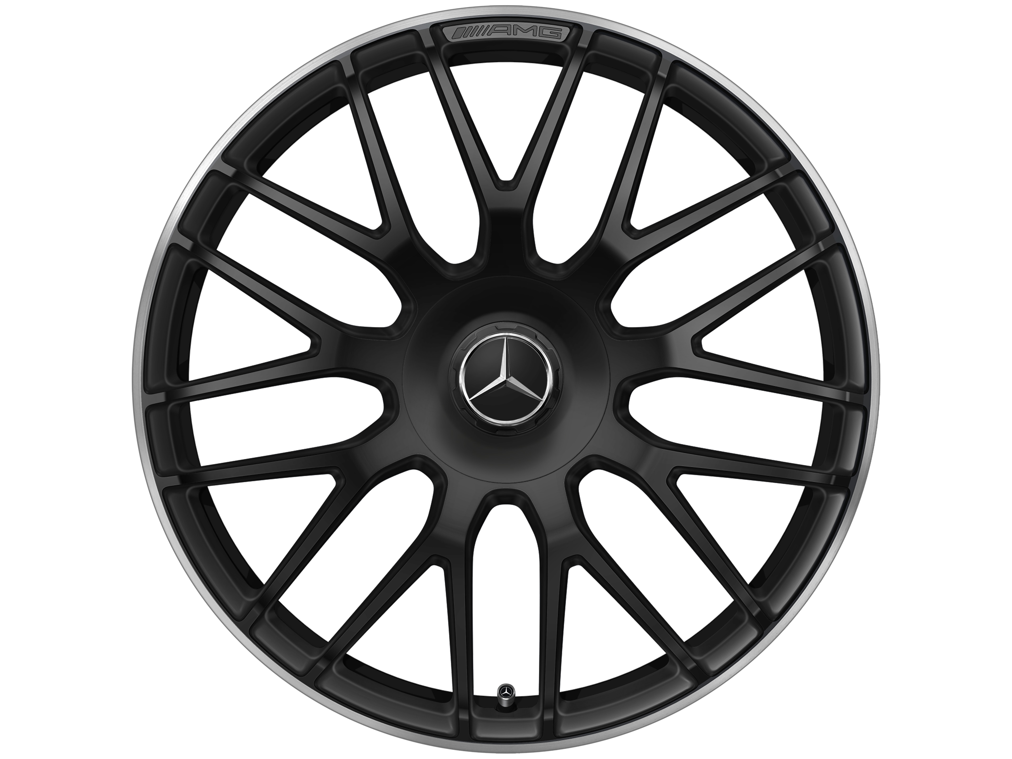 Gesmede AMG-velg In kruisspaak-design, 48,3 cm (19 inch), Velgrand glanzend - 8,5 J x 19 ET 38, Matzwart, wielrand glanzend