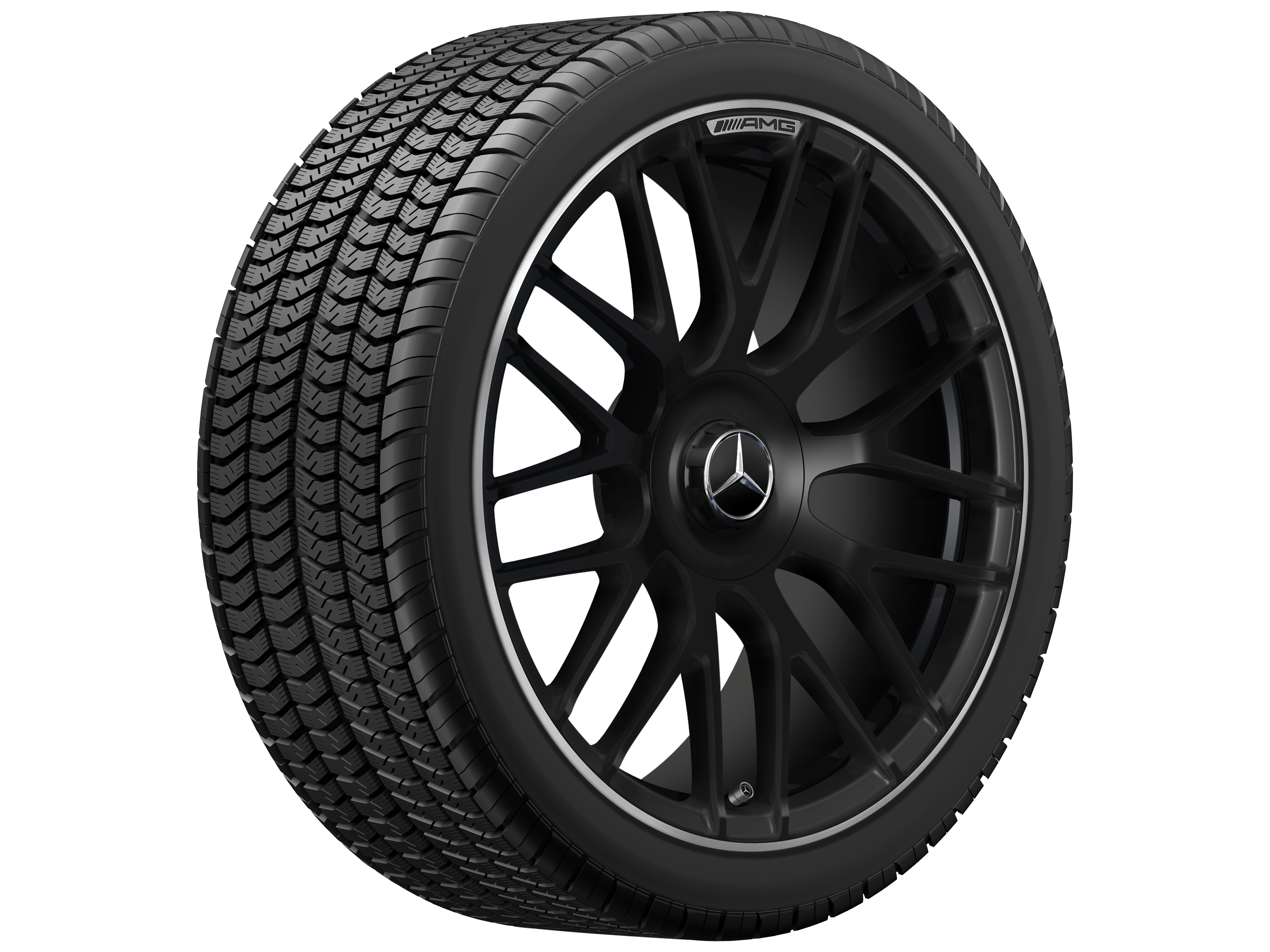 Gesmede AMG-velg In kruisspaak-design, 48,3 cm (19 inch), Velgrand glanzend - 8,5 J x 19 ET 38, Matzwart, wielrand glanzend