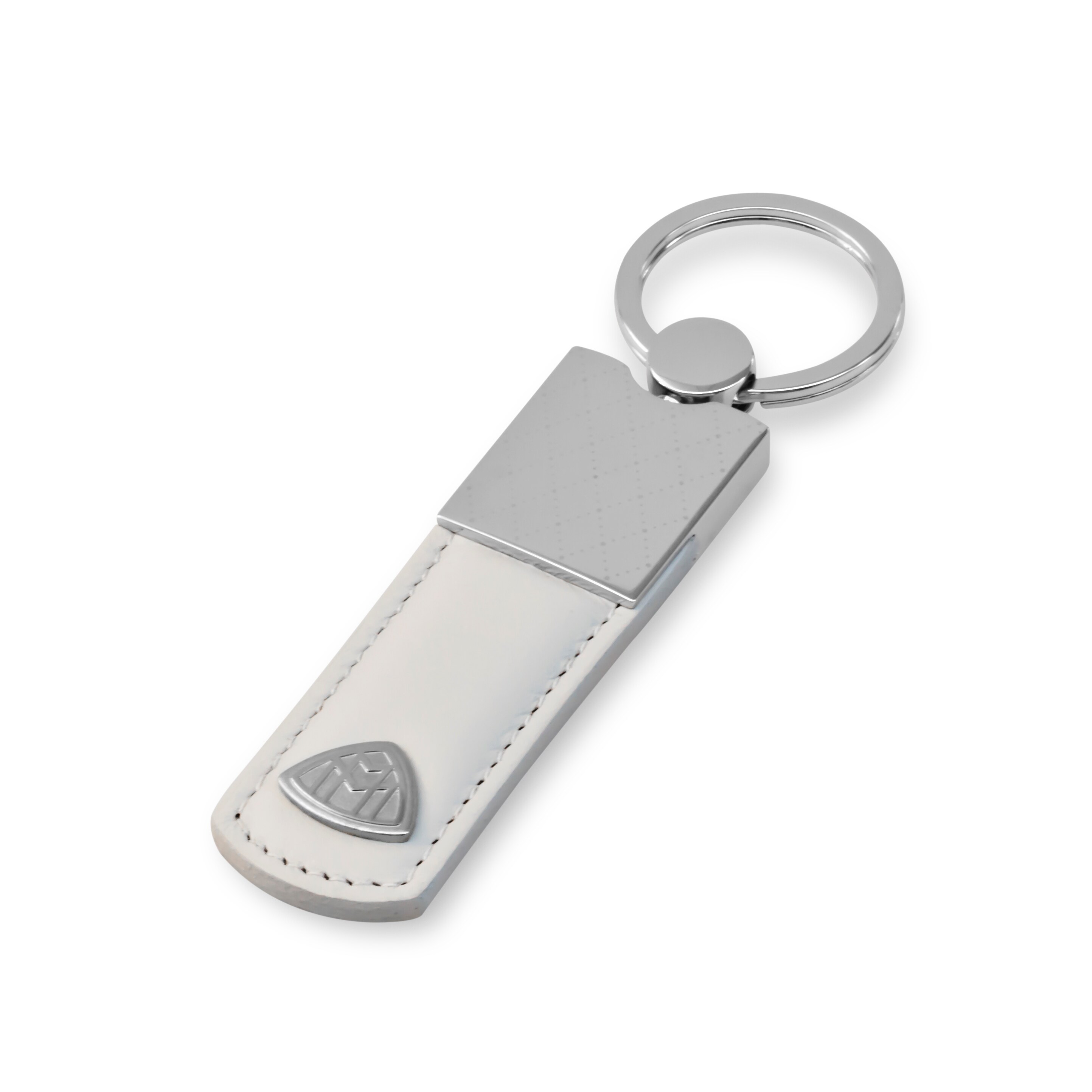 Sleutelhanger, Mercedes-Maybach, wit - wit / zilverkleurig, Leder / edelstaal