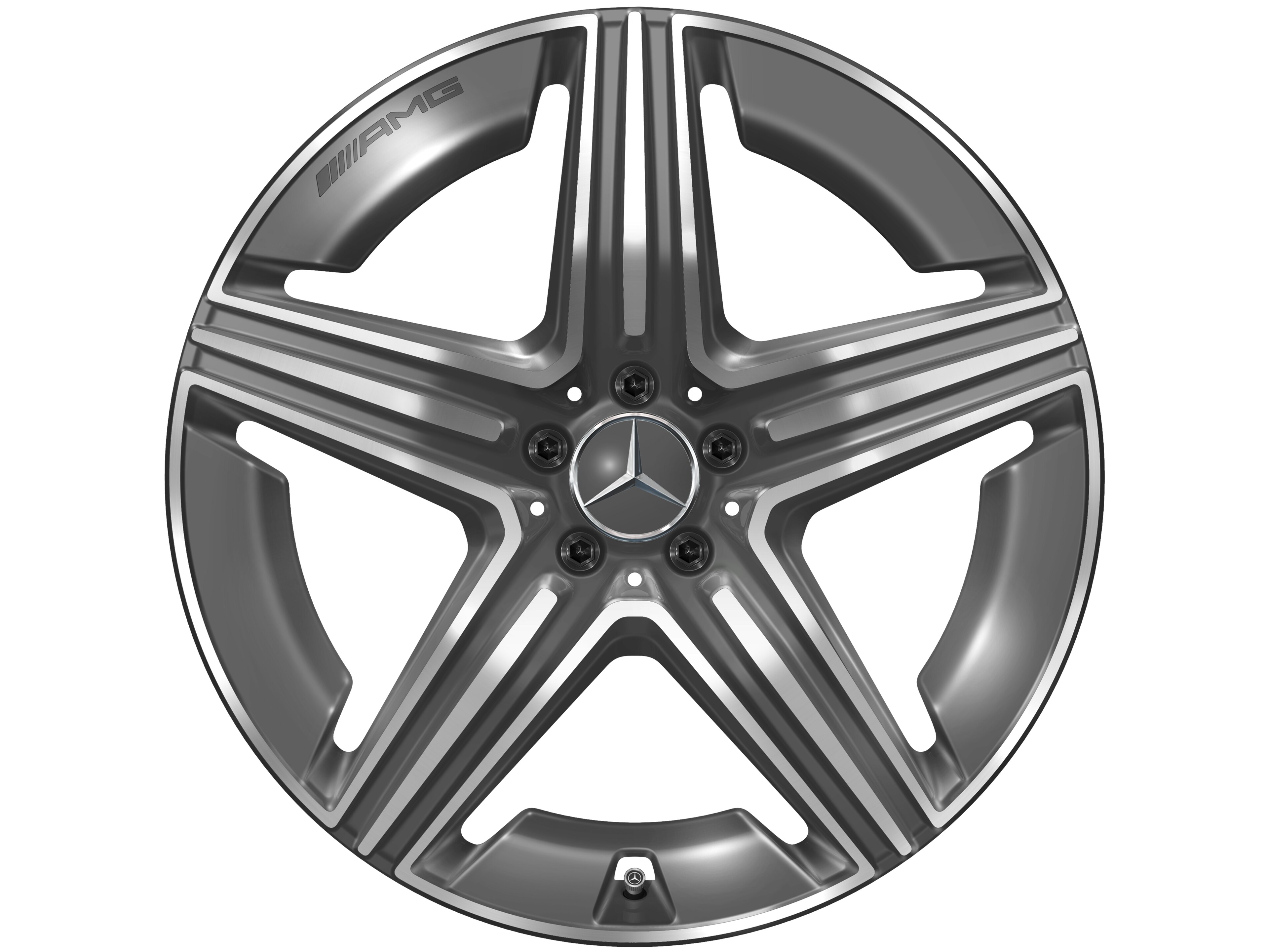 Vijf-dubbelspaaks AMG-wiel, 53,3 cm (21 inch) - 11 J x 21 ET 49, tantaalgrijs, glanzend gepolijst