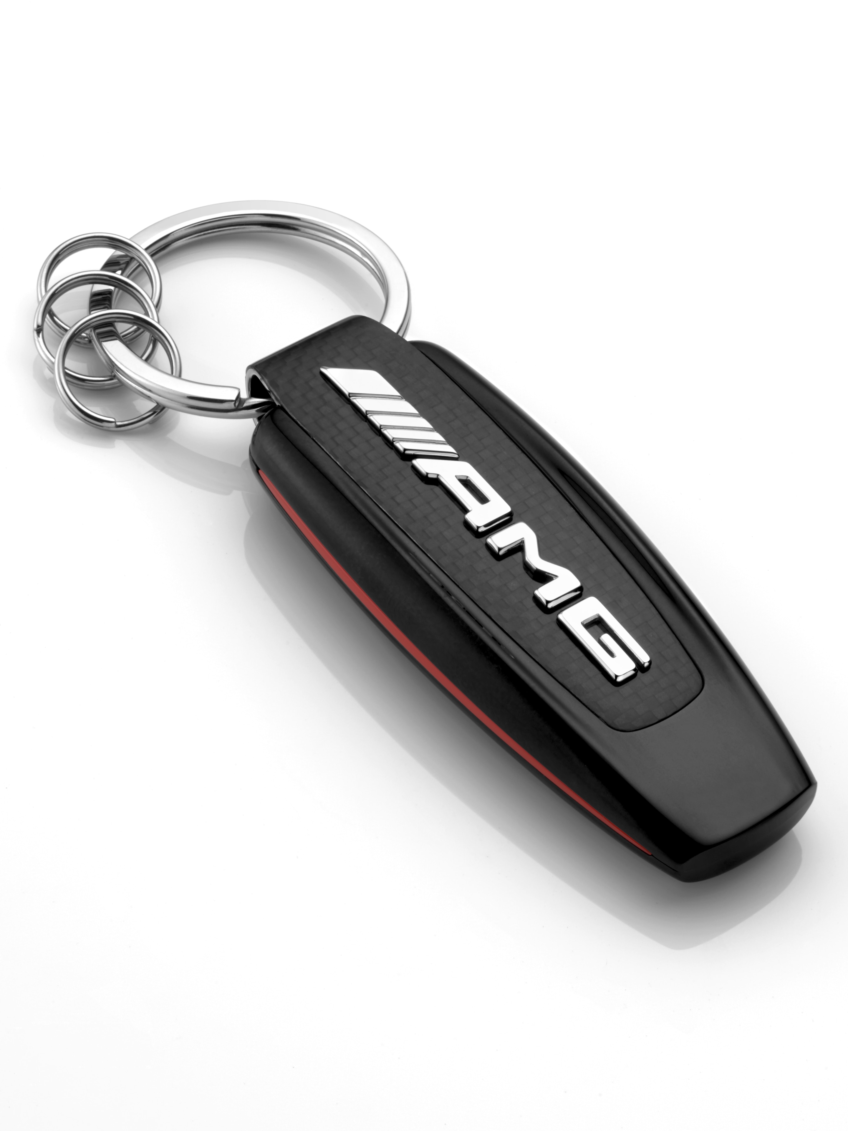 AMG-sleutelhanger, Typeaanduiding - zwart / zilverkleurig / rood, edelstaal / carbon