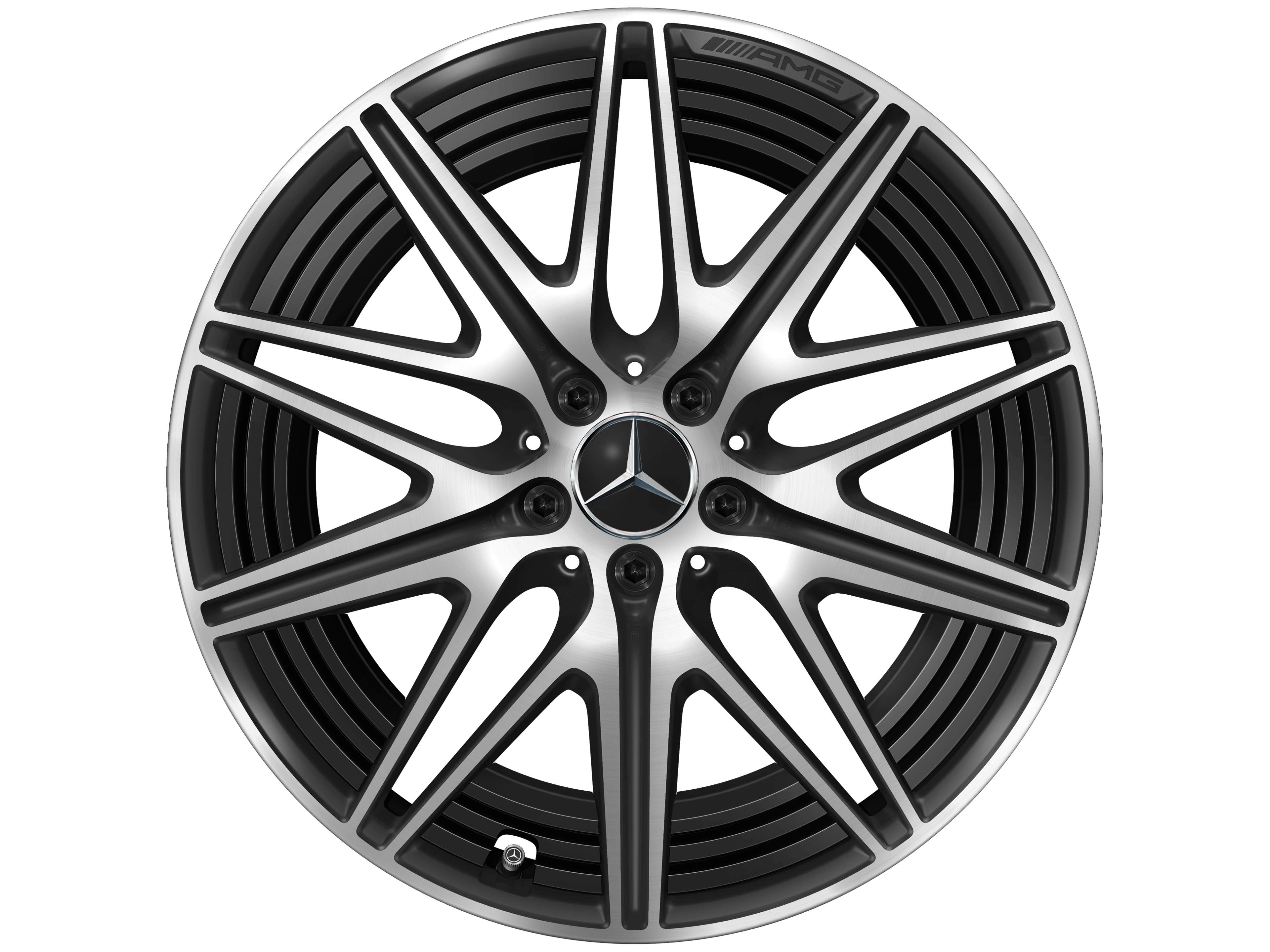 Tienspaaks AMG-wiel, 50,8 cm (20 inch) - 9,5 J x 20 ET 32,1, Matzwart, glanzend gepolijst
