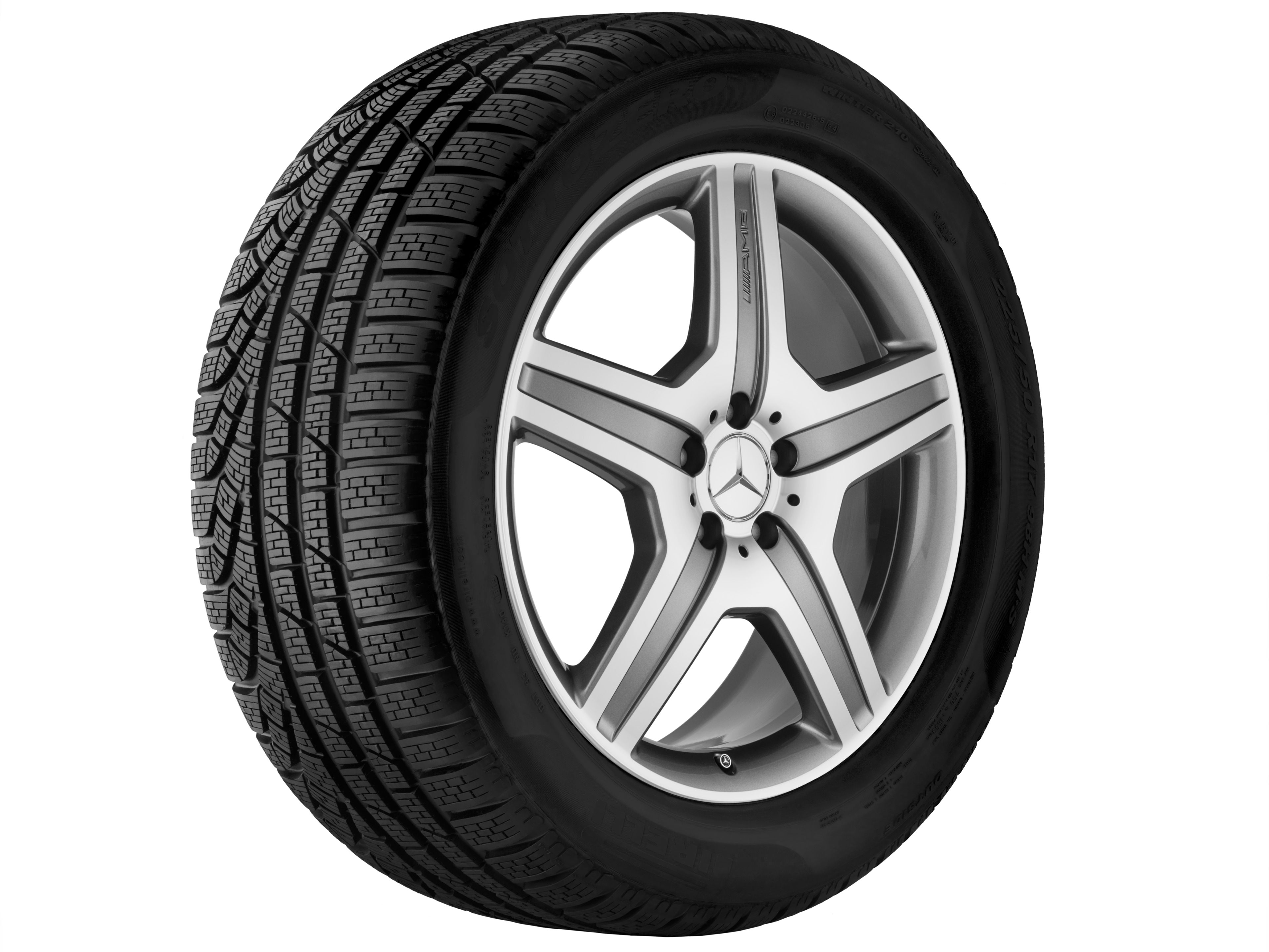Vijfspaaks AMG-wiel, 50,8 cm (20 inch) - 8,5 J x 20 ET 52, titaniumgrijs, glanzend gepolijst