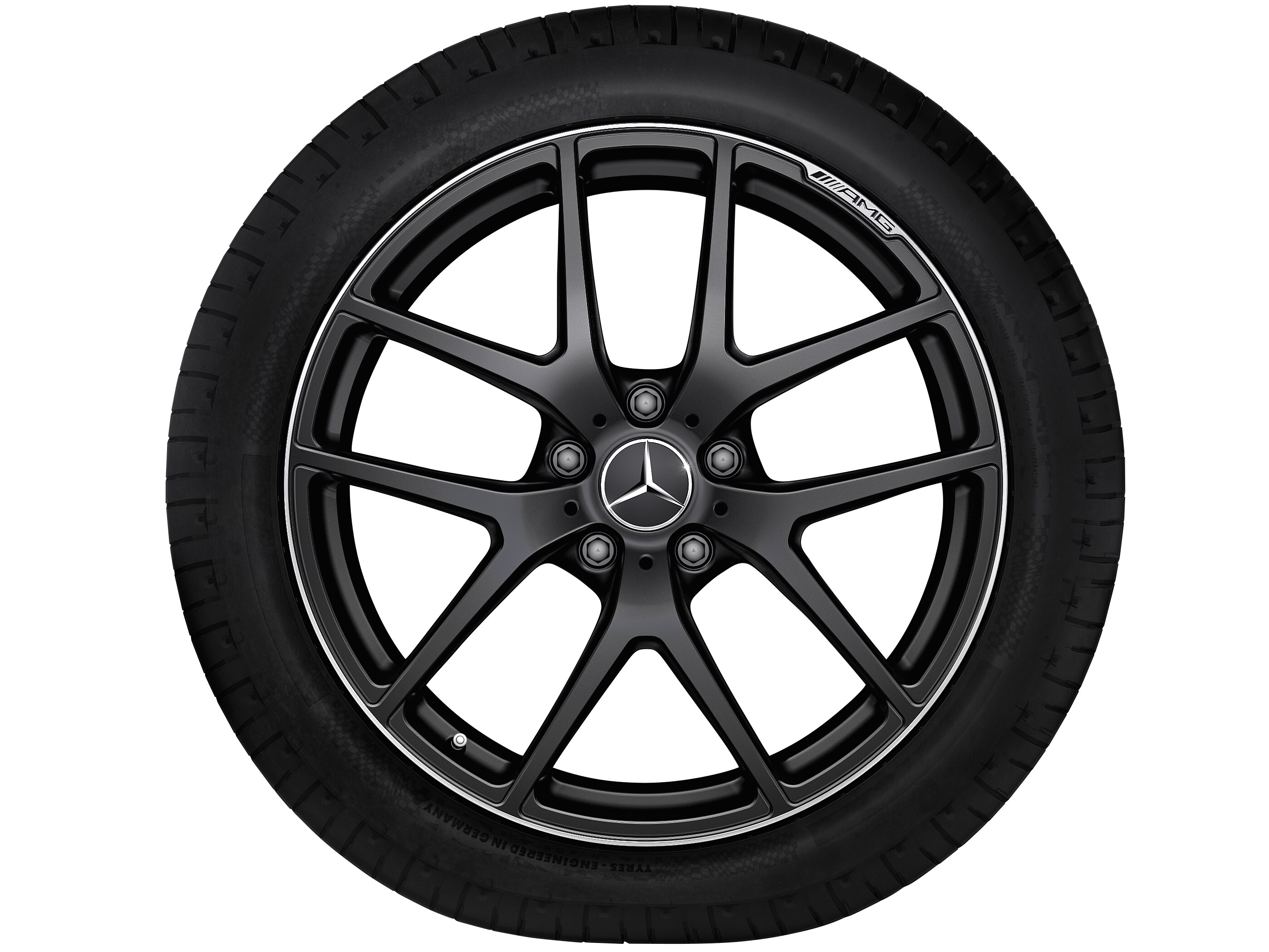 Gesmede AMG-velg in vijf-dubbelspaaks design, 53,3 cm (21 inch), Velgrand glanzend - 10 J x 21 ET 45, Matzwart, wielrand glanzend