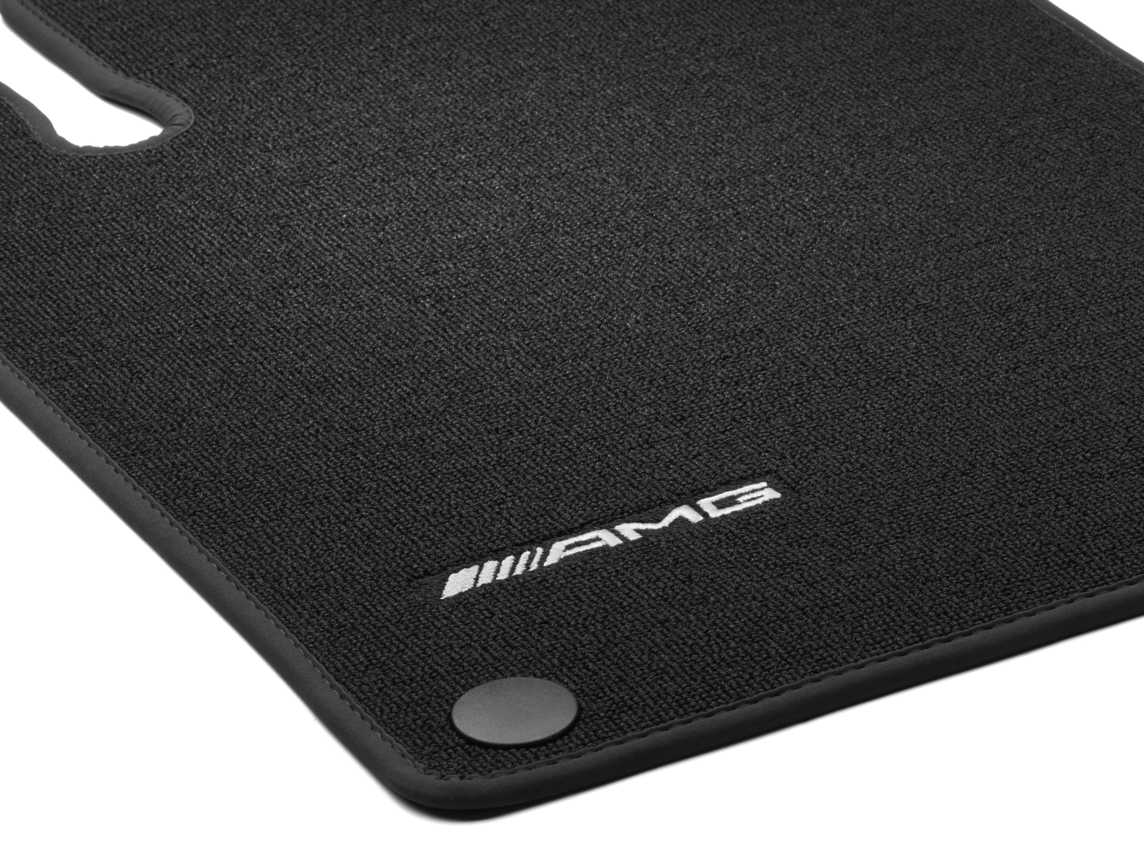 Tapis de sol AMG à boucles courtes, Kit, 4 pièces, avec logo AMG brodé - RL, noir