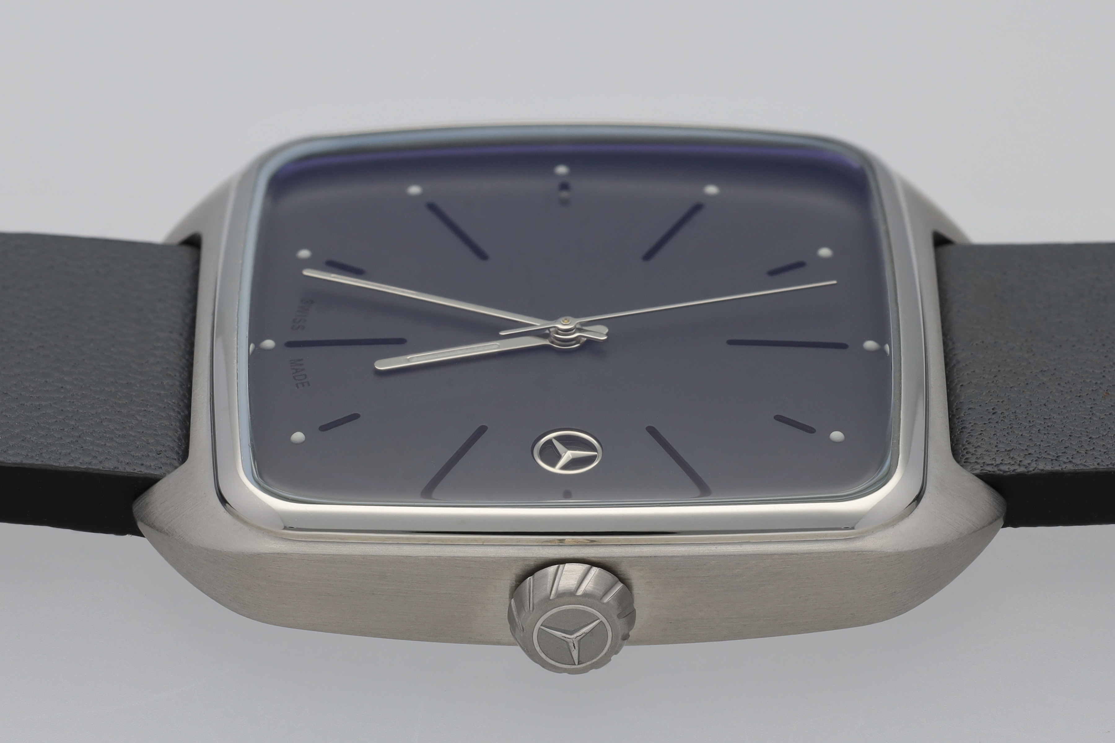 Horloge heren, Modern - antraciet / zilverkleurig / zwart, edelstaal / Kalfsleder