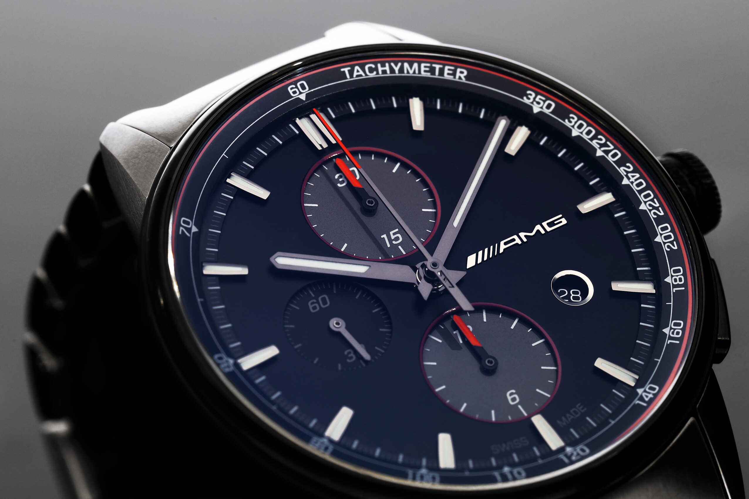 AMG-chronograaf automatisch, Heren, Business - zwart / antraciet / rood, edelstaal / Titanium