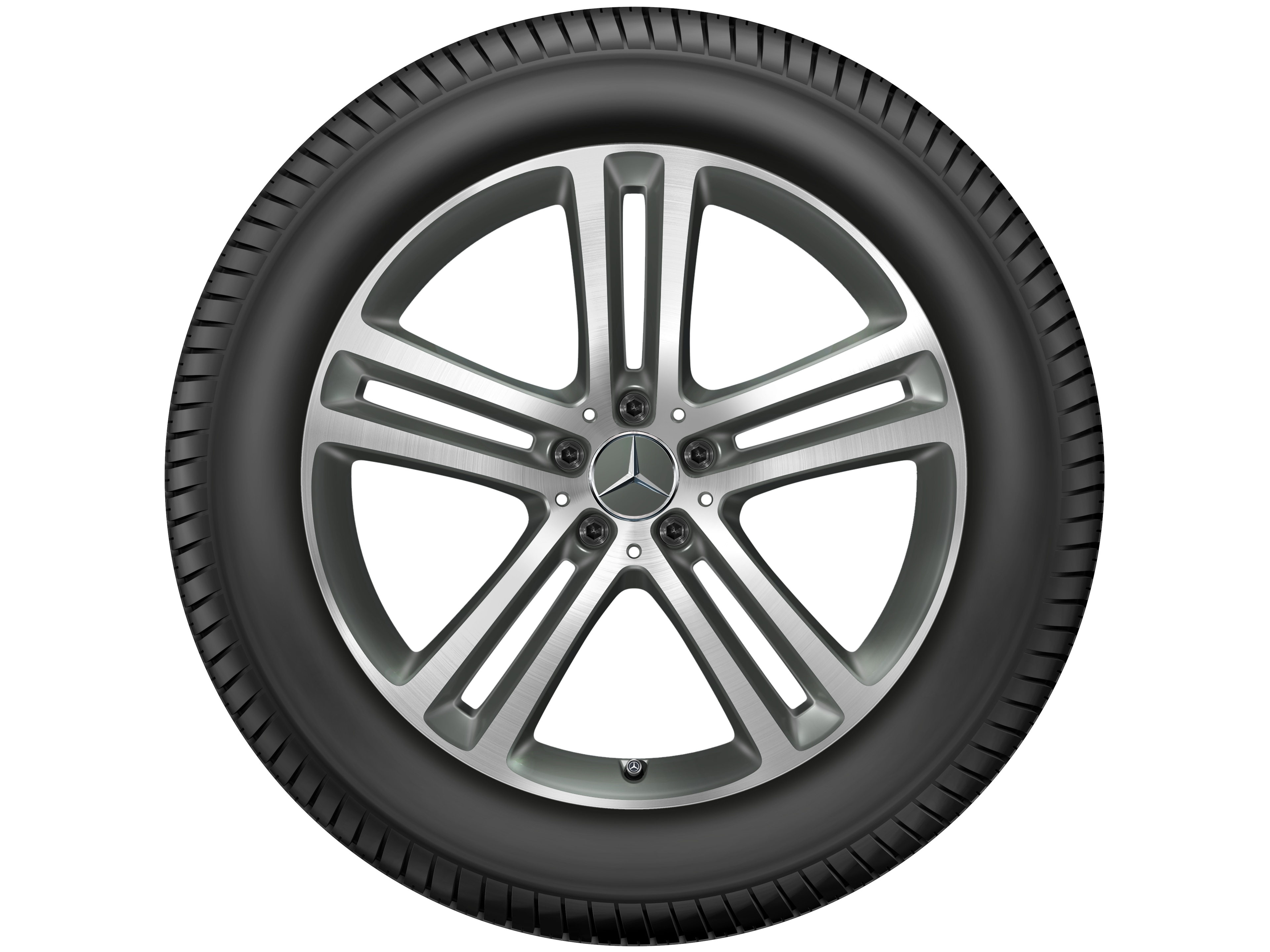 Vijf-dubbelspaaks wiel, 50,8 cm (20 inch), glanzend gepolijst - 8,5 J x 20 ET 55,6, grijs Himalaya mat, glanzend gepolijst