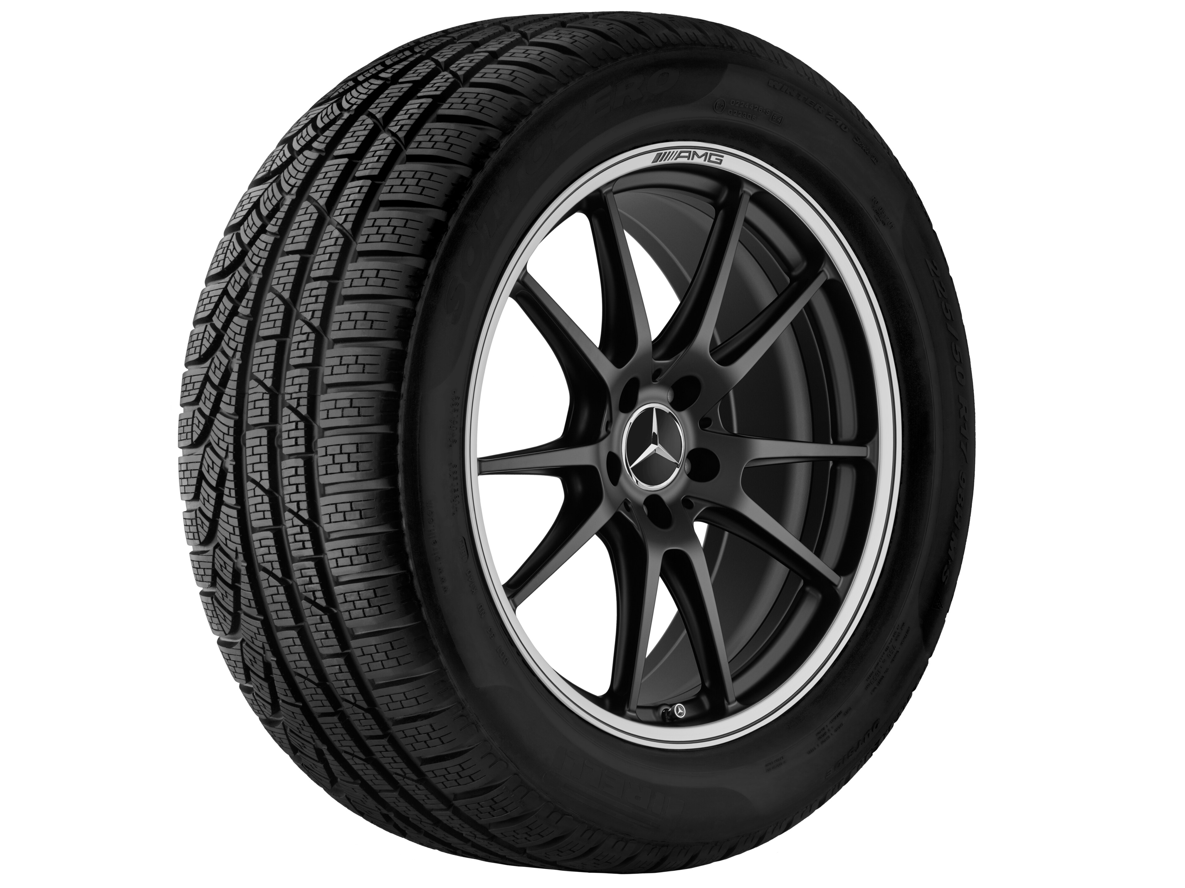 Gesmede AMG-velg in vijf-dubbelspaaks design, 50,8 cm (20 inch), Velgrand glanzend - 10,5 J x 20 ET 57, Matzwart, glanzend gepolijst
