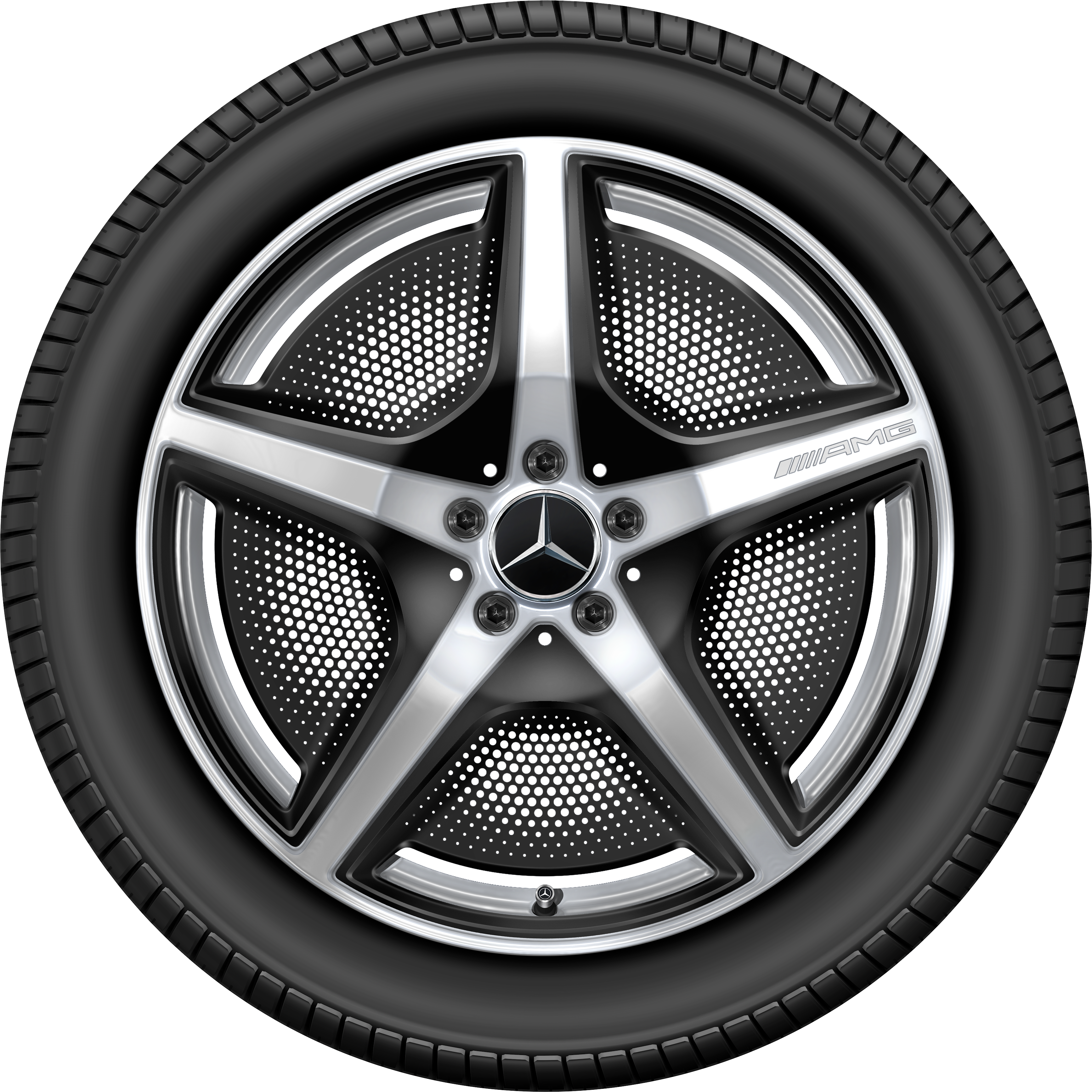 Vijfspaaks AMG-wiel, 50,8 cm (20 inch) - 9 J x 20 ET 50, Vanadiumzilver, hoogglanzend