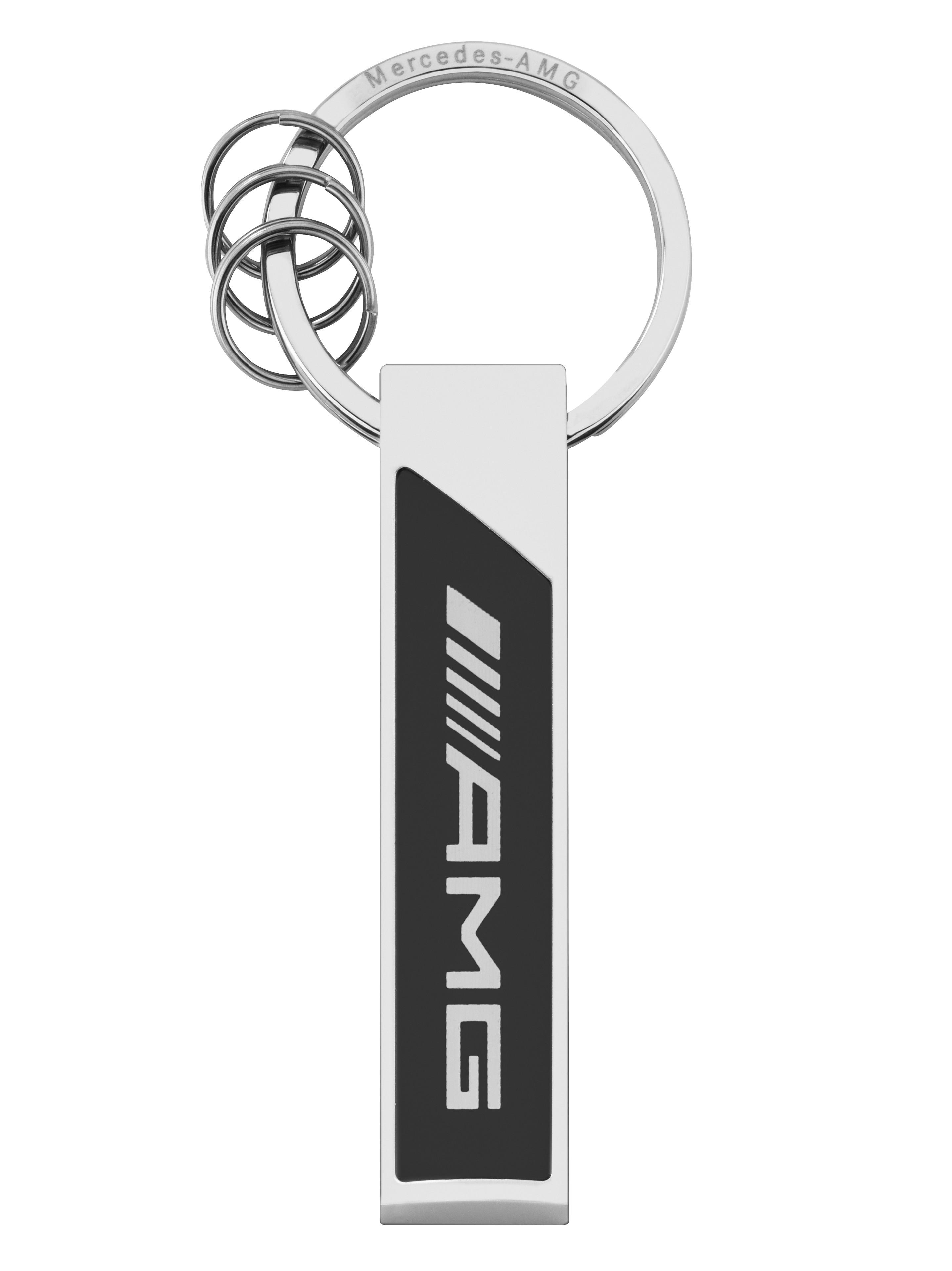AMG-sleutelhanger, Logo - zilverkleurig / zwart / wit, edelstaal