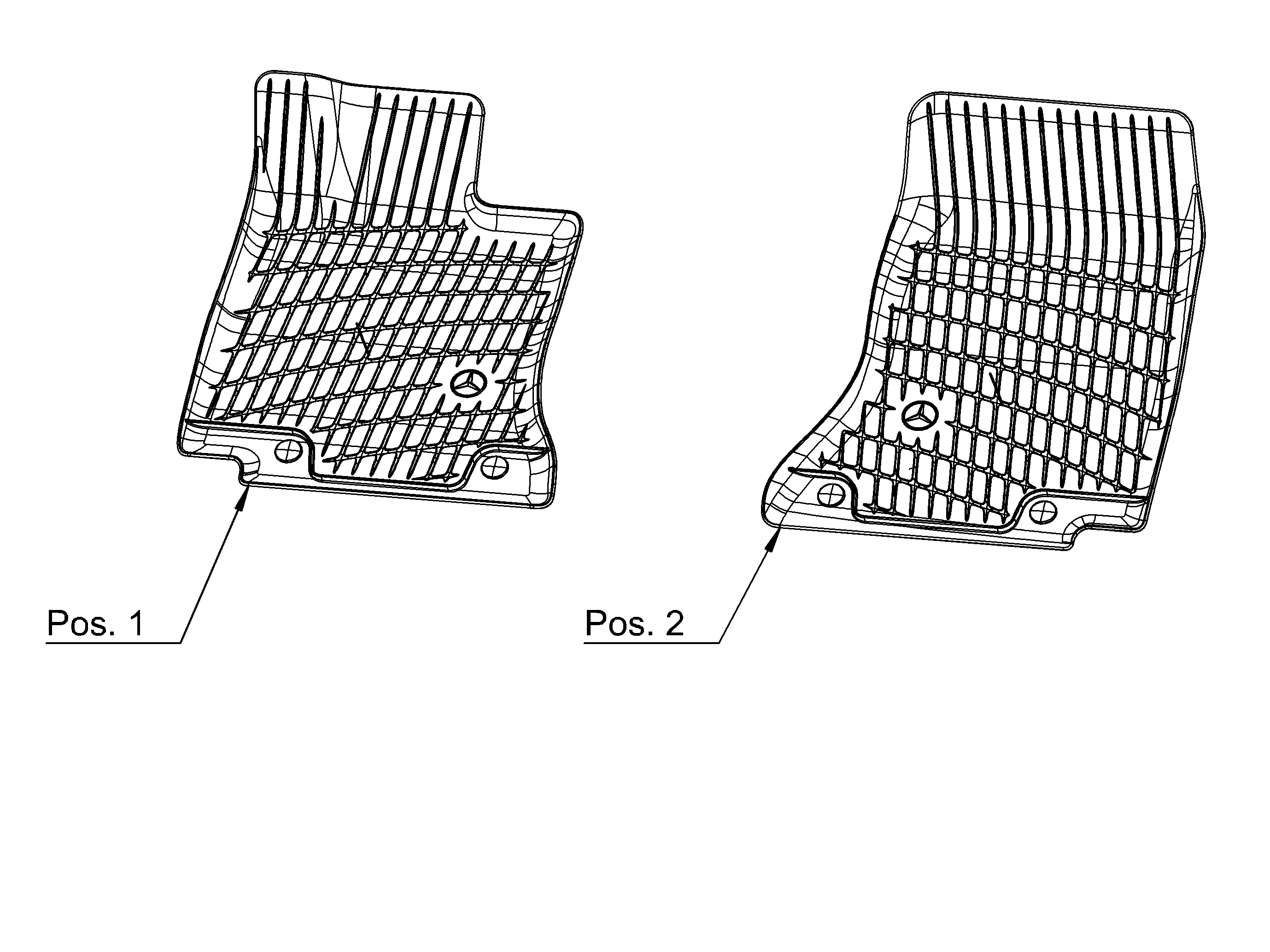 All-weather vloermatten, Dynamic Squares, Bestuurders-, voorpassagiersmat, Tweedelig - Linkse besturing, zwart