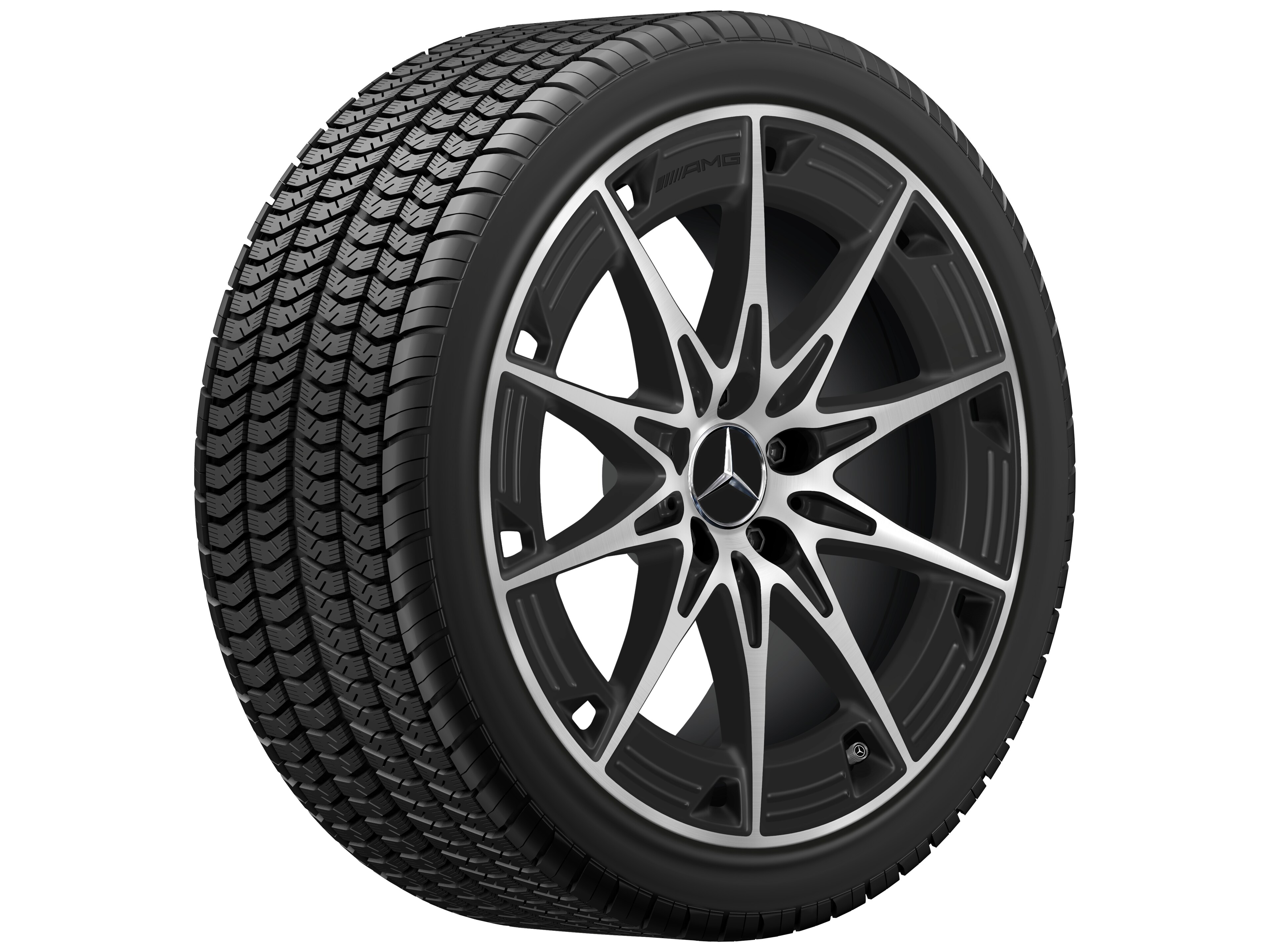 Lichtmetalen AMG-velg, in 10-spaaks design, 48,3 cm (19 inch) - 9 J x 19 ET 48, Matzwart, glanzend gepolijst