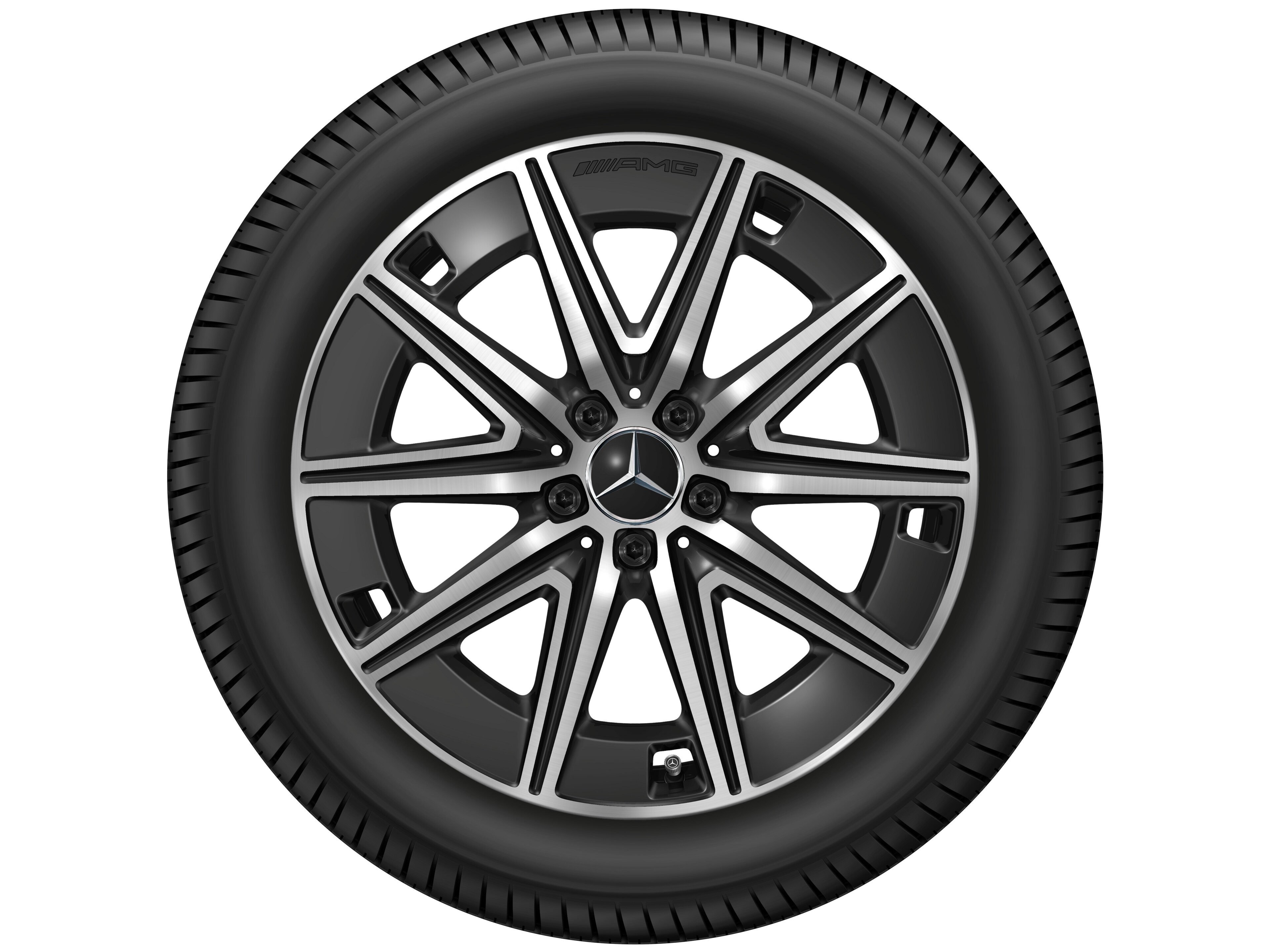 Tienspaaks AMG-wiel, 48,3 cm (19 inch) - 7,5 J x 19 ET 53,5, zwart, glanzend gepolijst