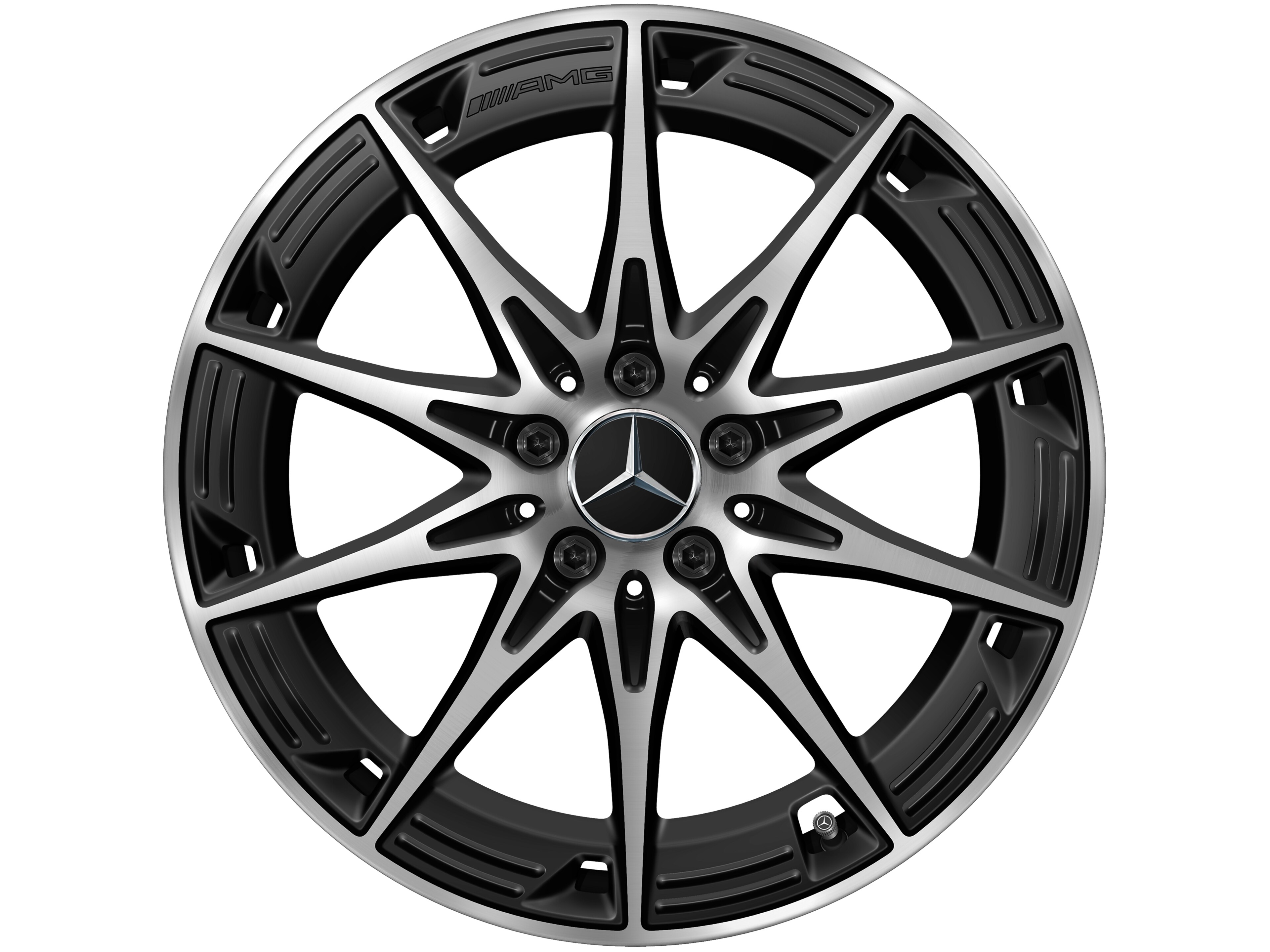 Lichtmetalen AMG-velg, in 10-spaaks design, 48,3 cm (19 inch) - 9 J x 19 ET 48, Matzwart, glanzend gepolijst