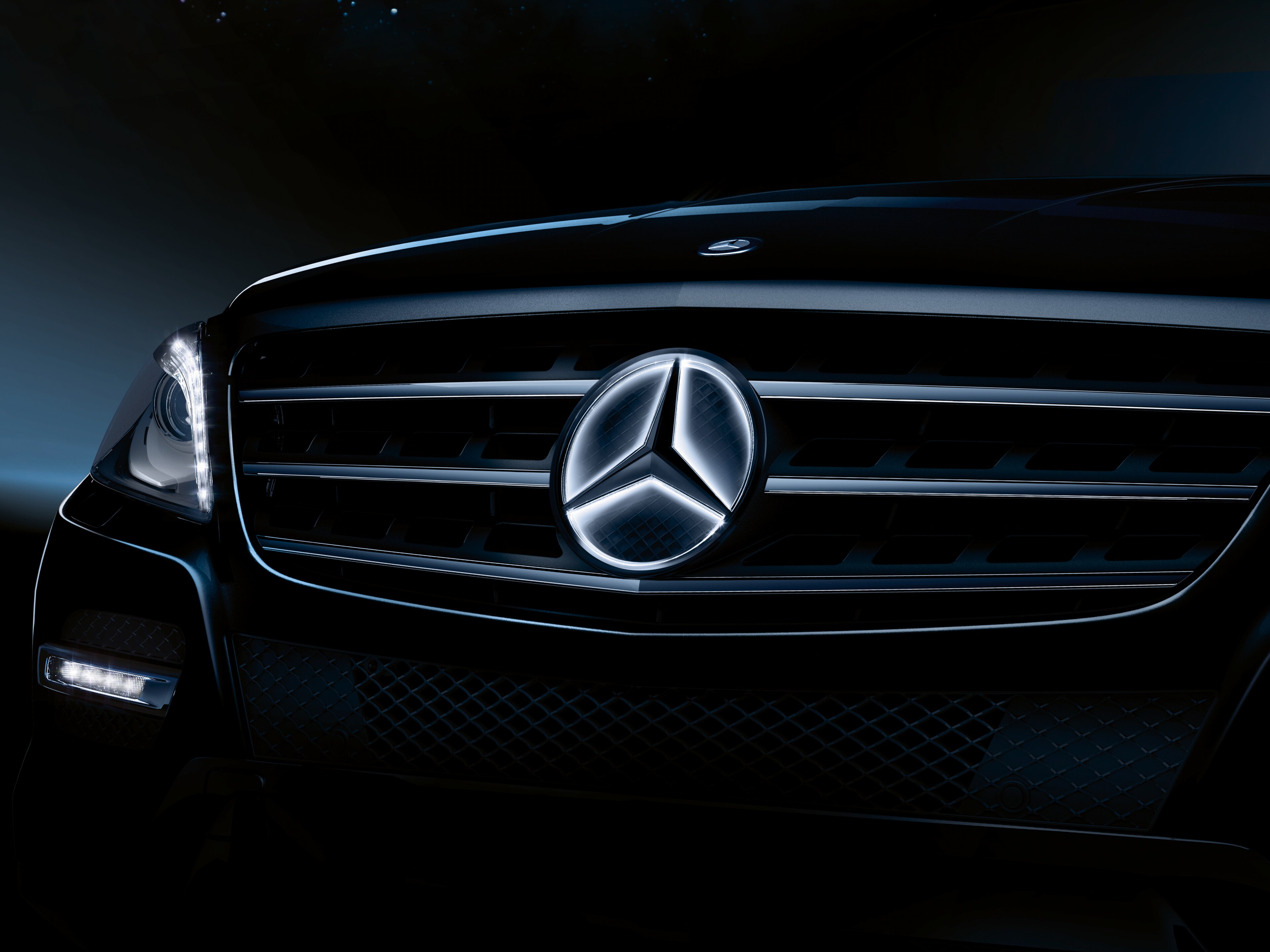 Mercedes ster, verlicht, Sierdeel - Chroom, chroom