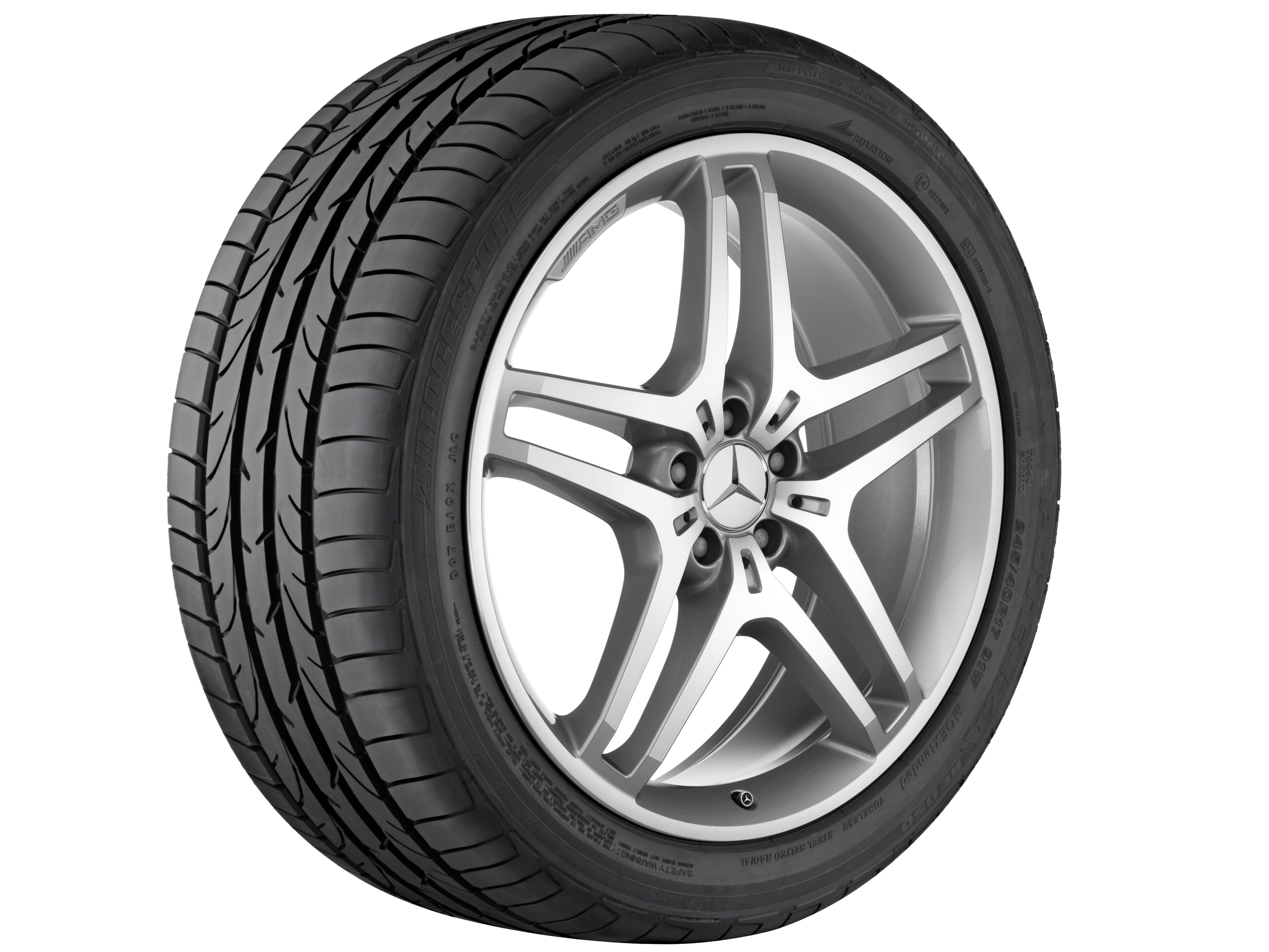 Vijf-dubbelspaaks AMG-wiel, 53,3 cm (21 inch) - 9 J x 21 ET 53, zilverkleurig, glanzend gepolijst