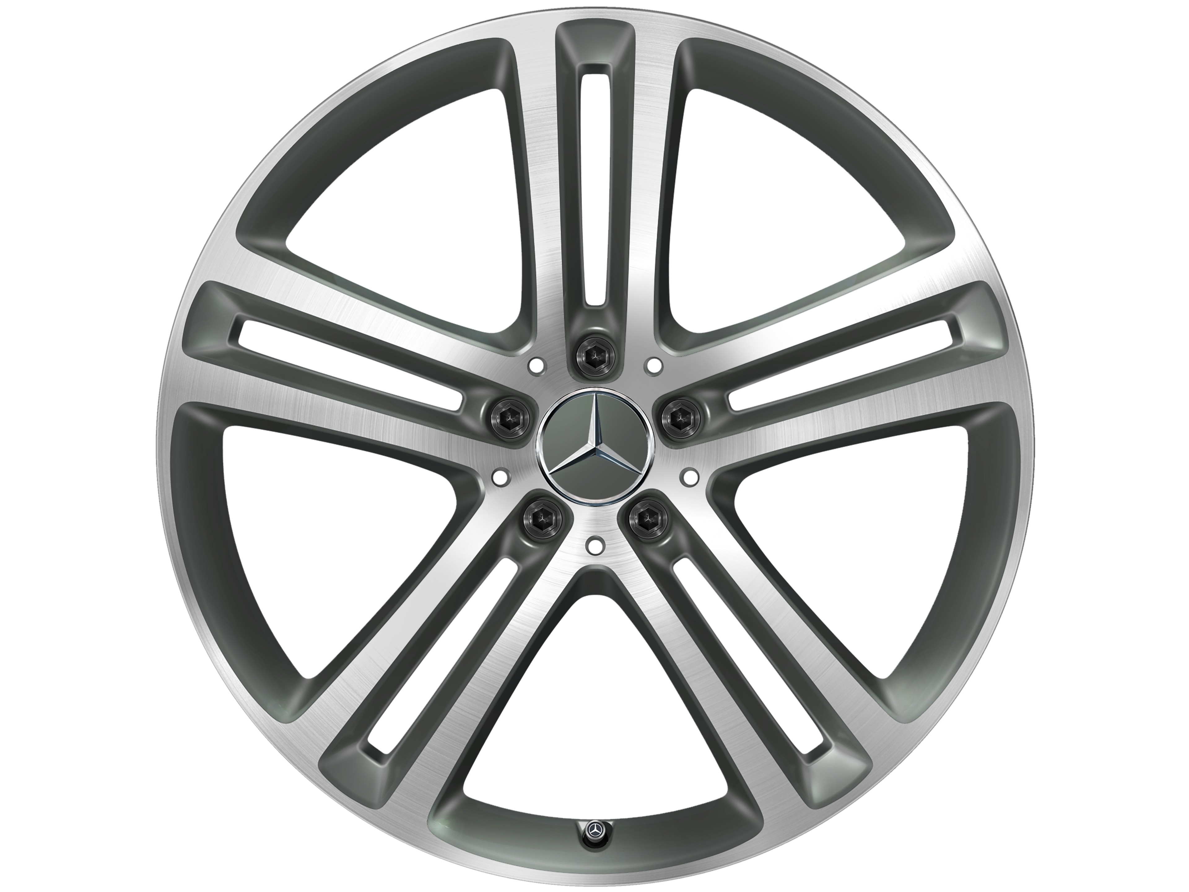 Vijf-dubbelspaaks wiel, 50,8 cm (20 inch), glanzend gepolijst - 8,5 J x 20 ET 55,6, grijs Himalaya mat, glanzend gepolijst