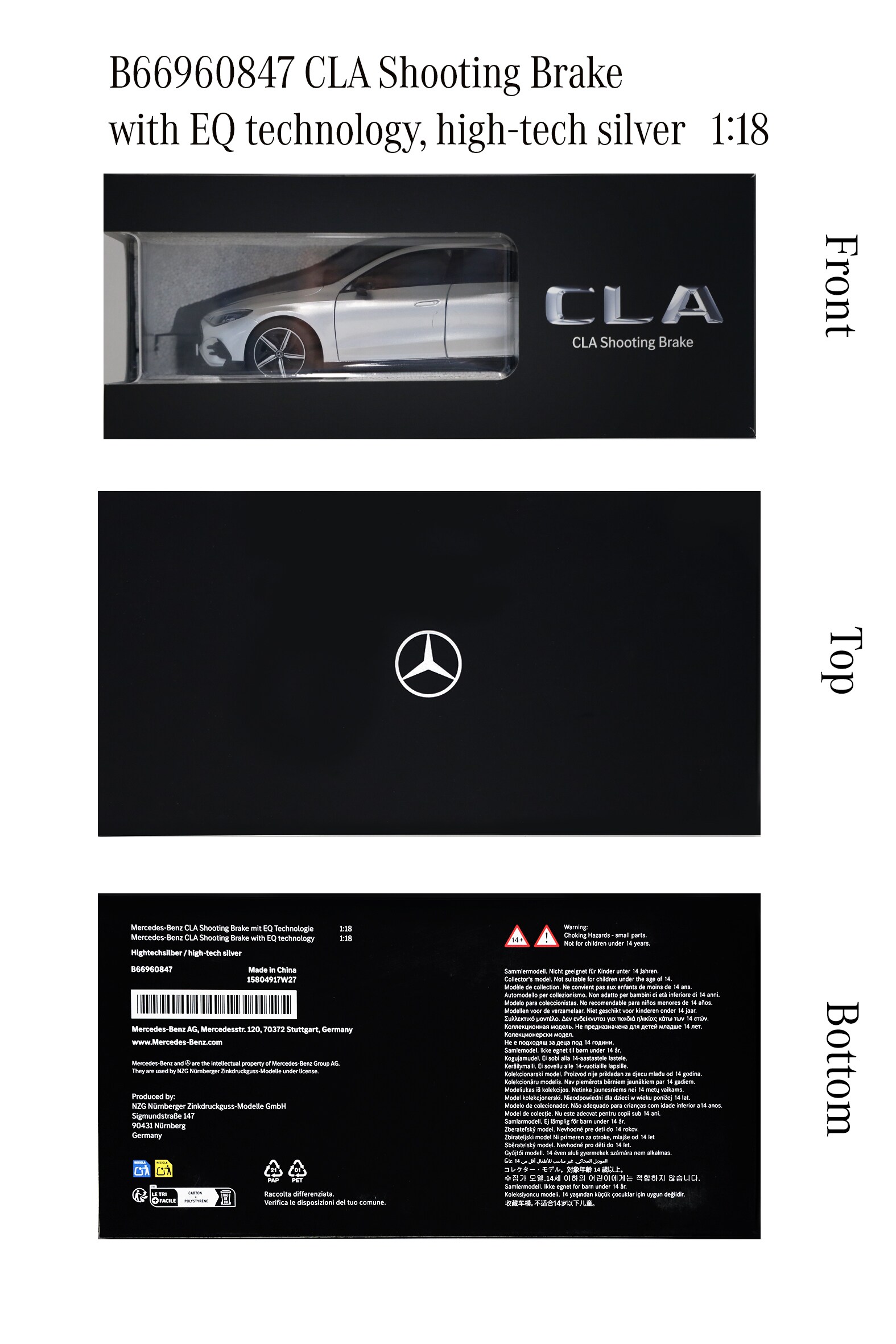 CLA, Shooting Brake, X174 - hightechzilver, NZG, 1:18