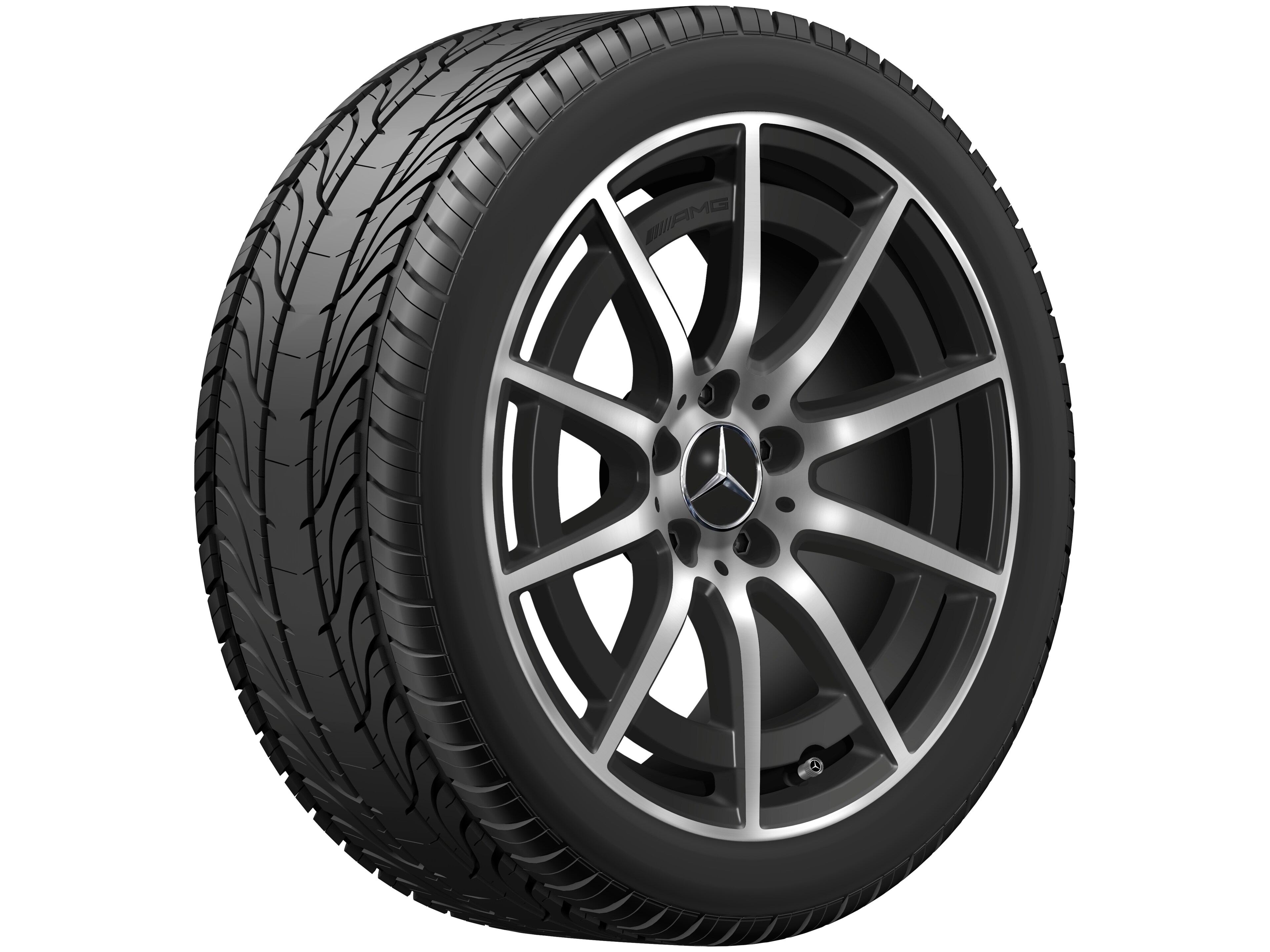 Tienspaaks AMG-wiel, 45,7 cm (18 inch) - 8,5 J x 18 ET 46, Matzwart, glanzend gepolijst