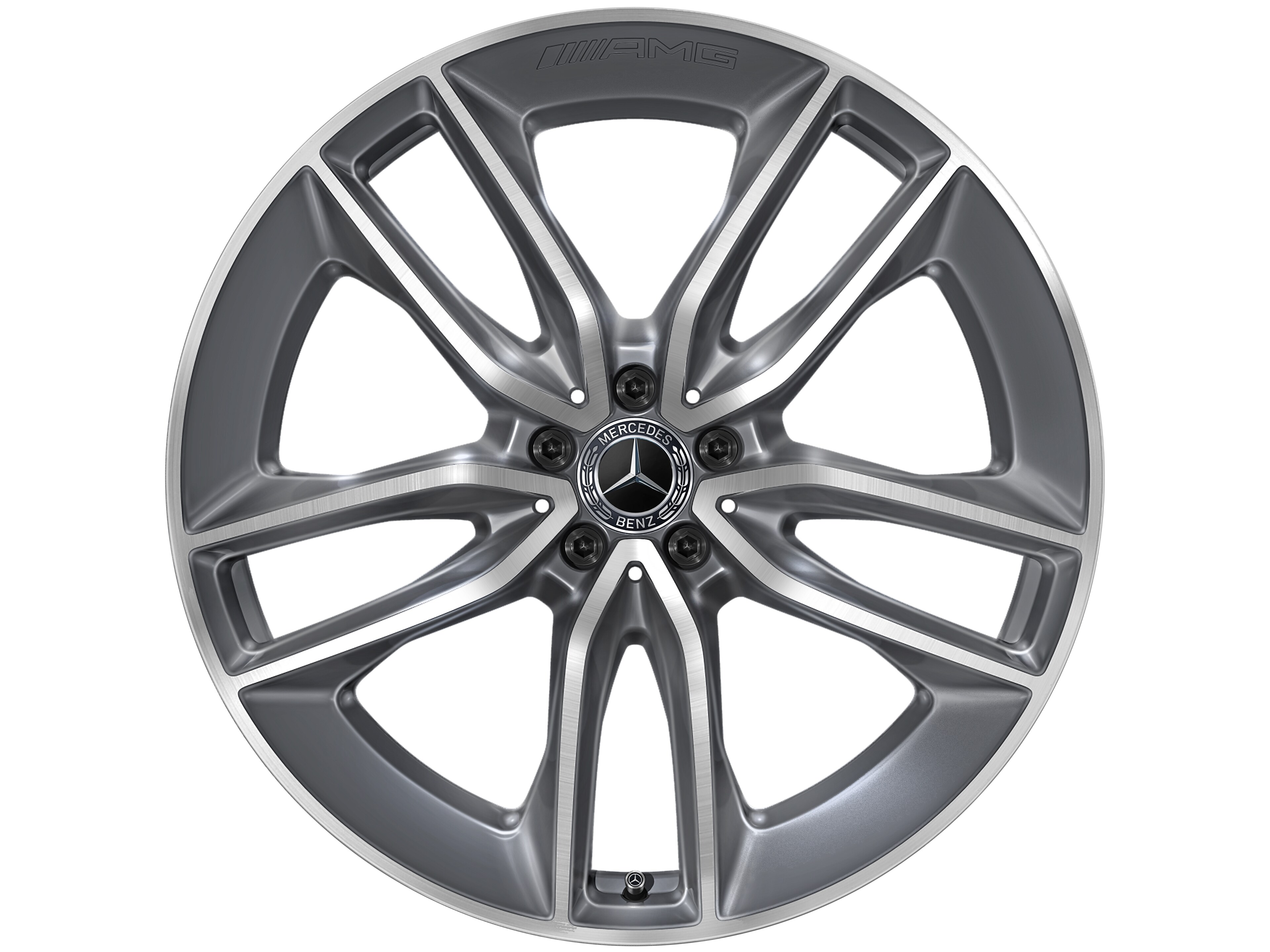 Vijf-dubbelspaaks AMG-wiel, 55,9 cm (22 inch) - 11 J x 22 ET 50, tremoliet metallic, glanzend gepolijst