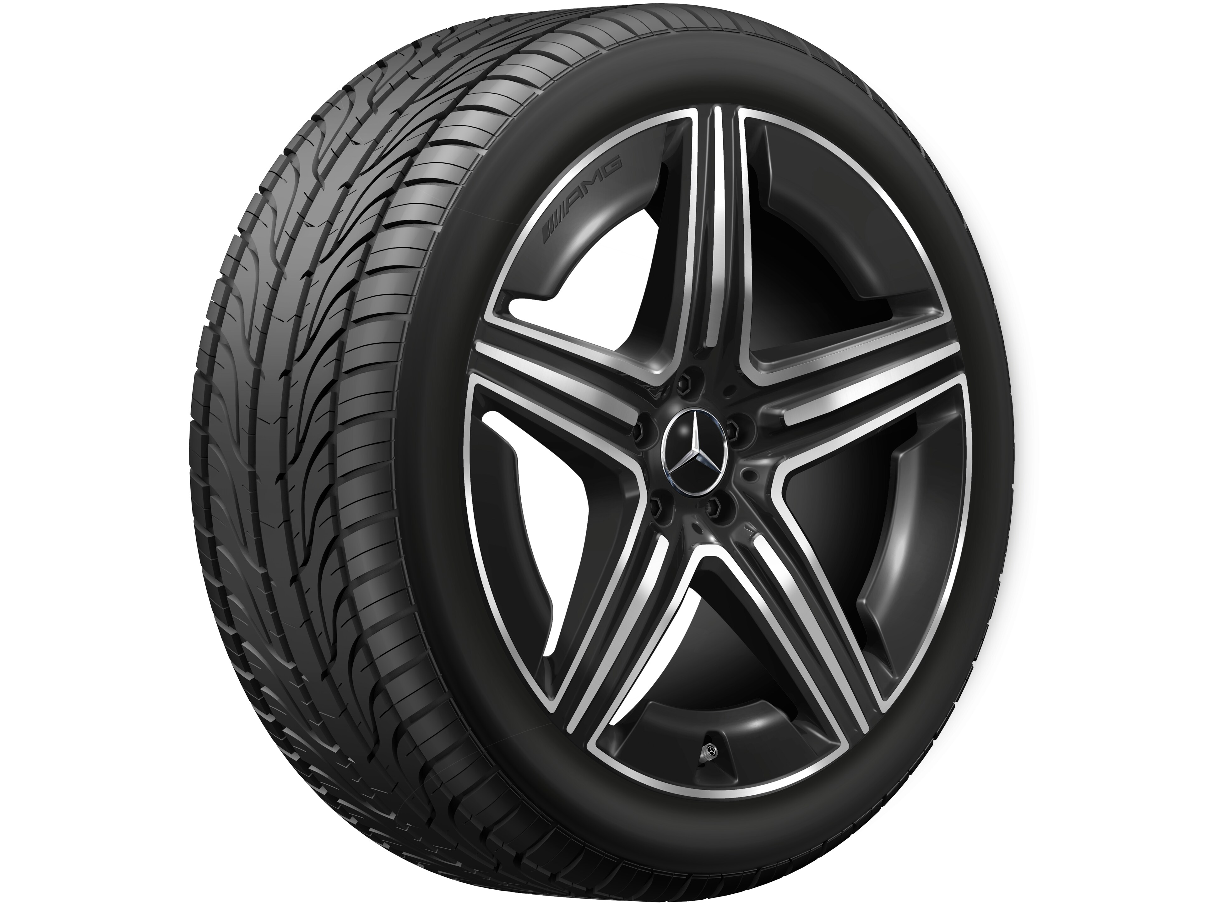 Vijf-dubbelspaaks AMG-wiel, 53,3 cm (21 inch) - 11 J x 21 ET 49, zwart, glanzend gepolijst
