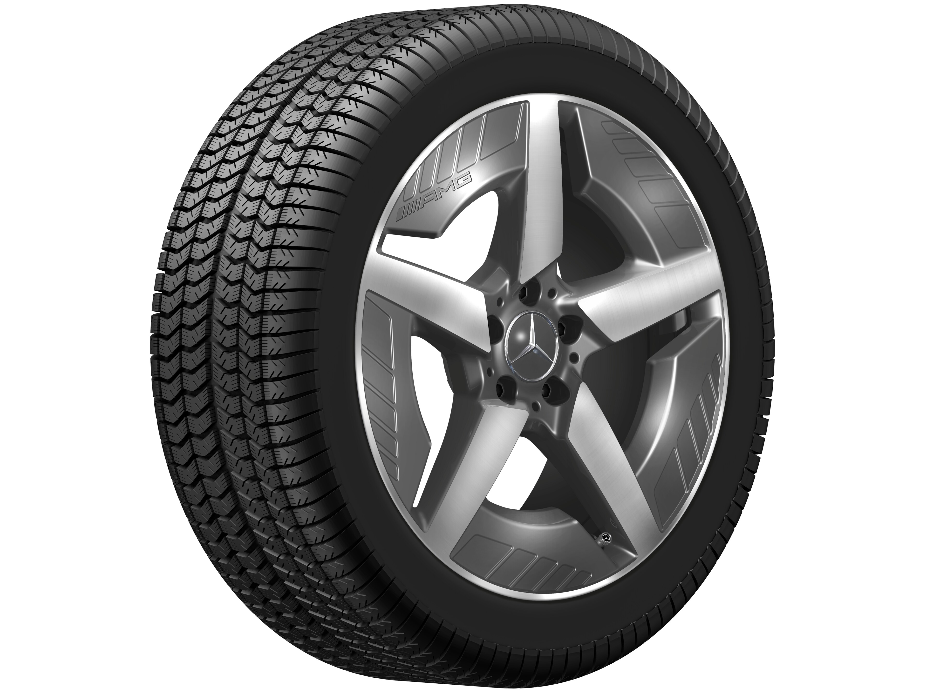 Lichtmetalen AMG-velg, in 5-spaaks design, 48,3 cm (19 inch), glanzend gepolijst - 9 J x 19 ET 58,7, tantaalgrijs, glanzend gepolijst