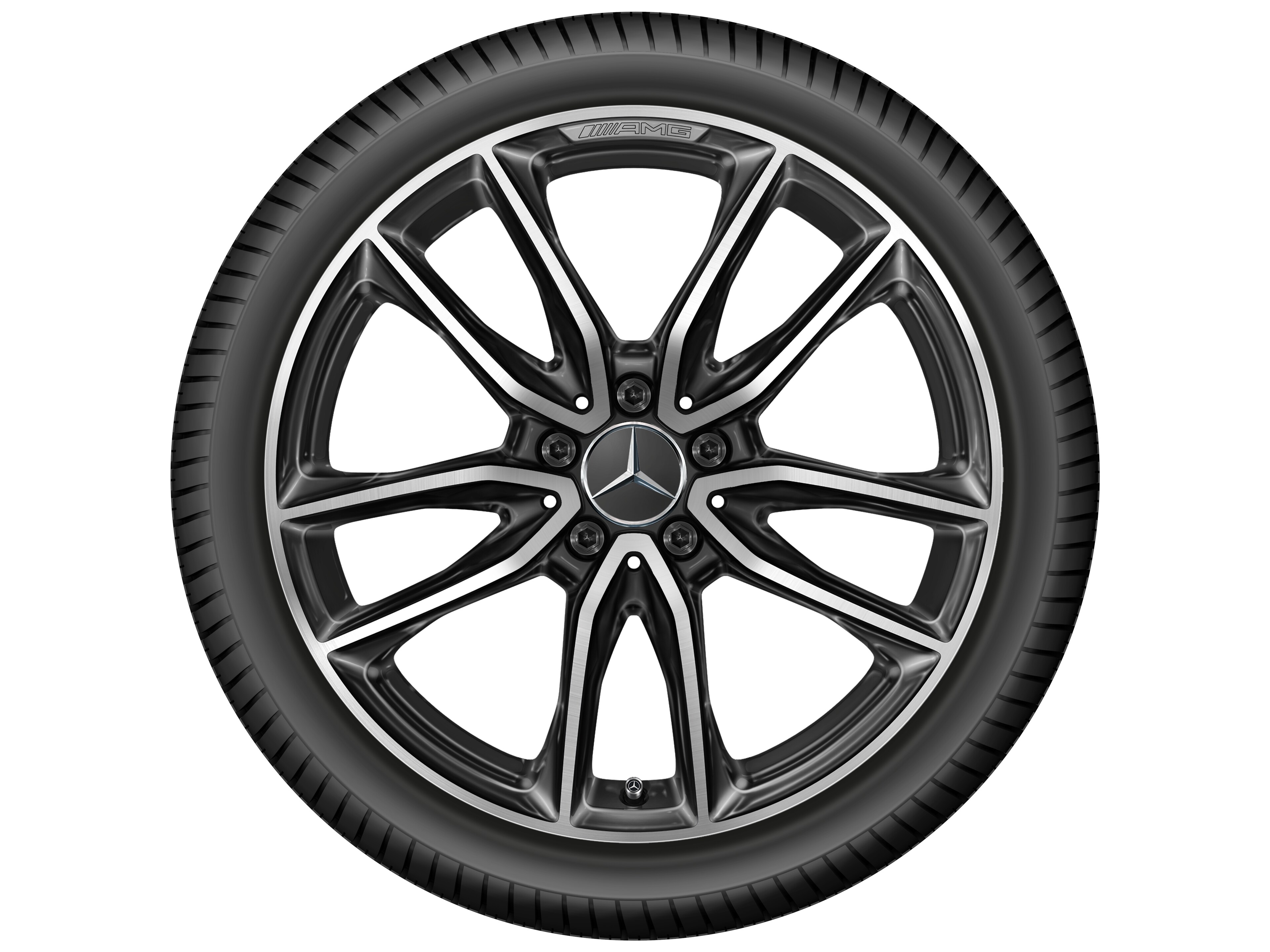 Vijf-dubbelspaaks AMG-wiel, 48,3 cm (19 inch) - 7,5 J x 19 ET 49, zwart, glanzend gepolijst