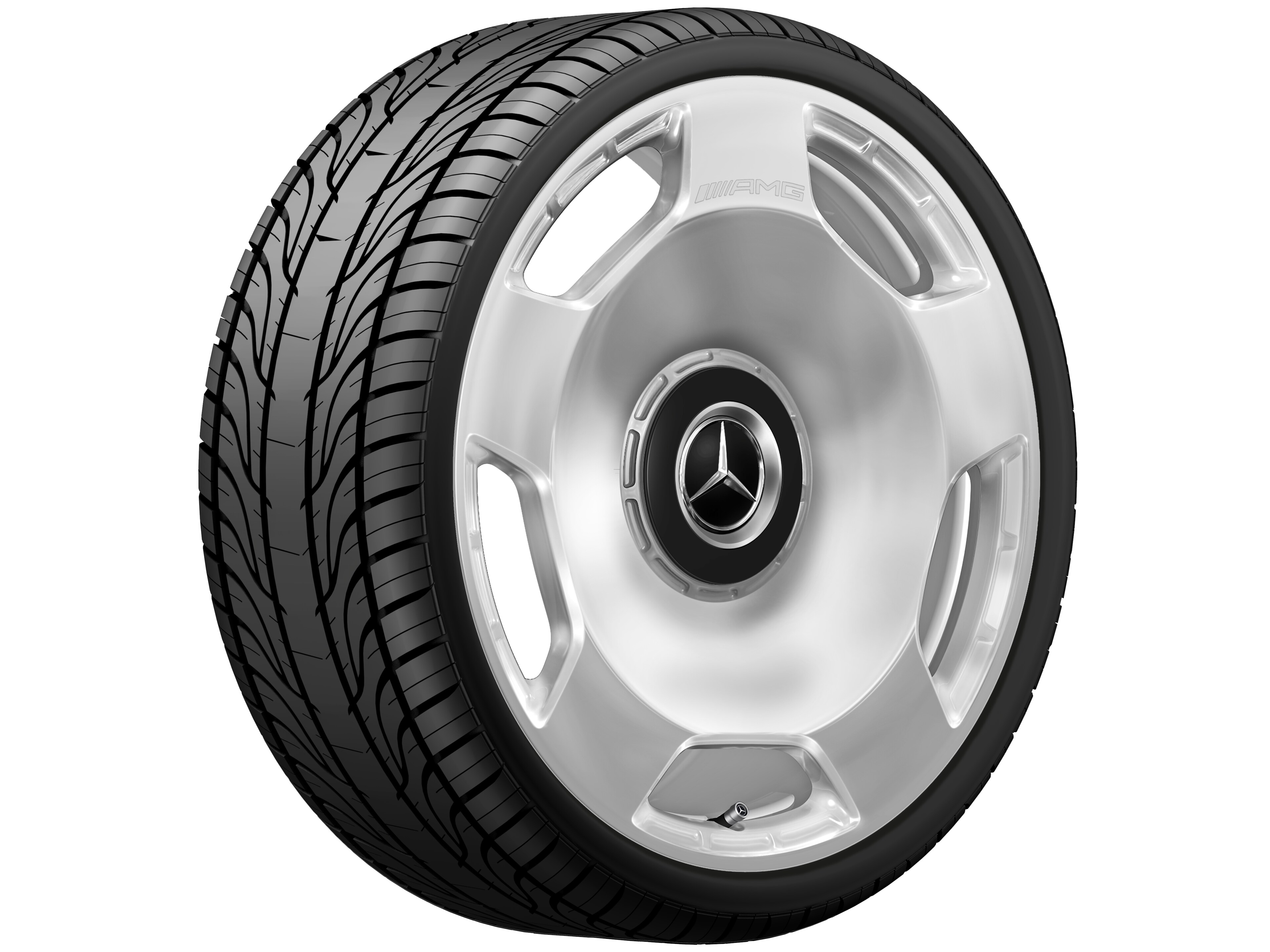 Gesmede AMG-velg in vijfgaats design, 58,4 cm (23 inch) - 11,5 J x 23 ET 47, zilverkleurig, hoogglanzend gepolijst