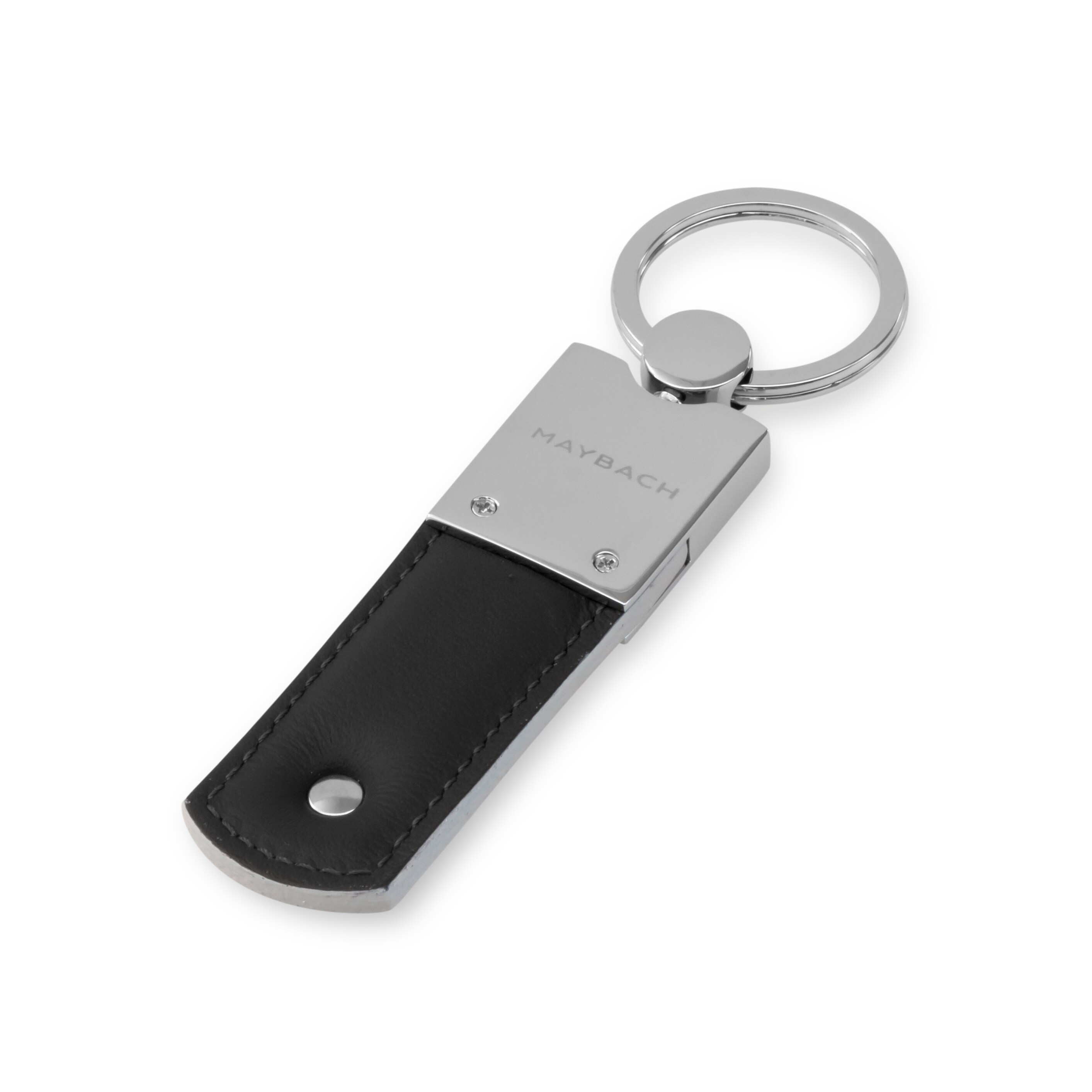 Sleutelhanger, Mercedes-Maybach, wit - wit / zilverkleurig, Leder / edelstaal