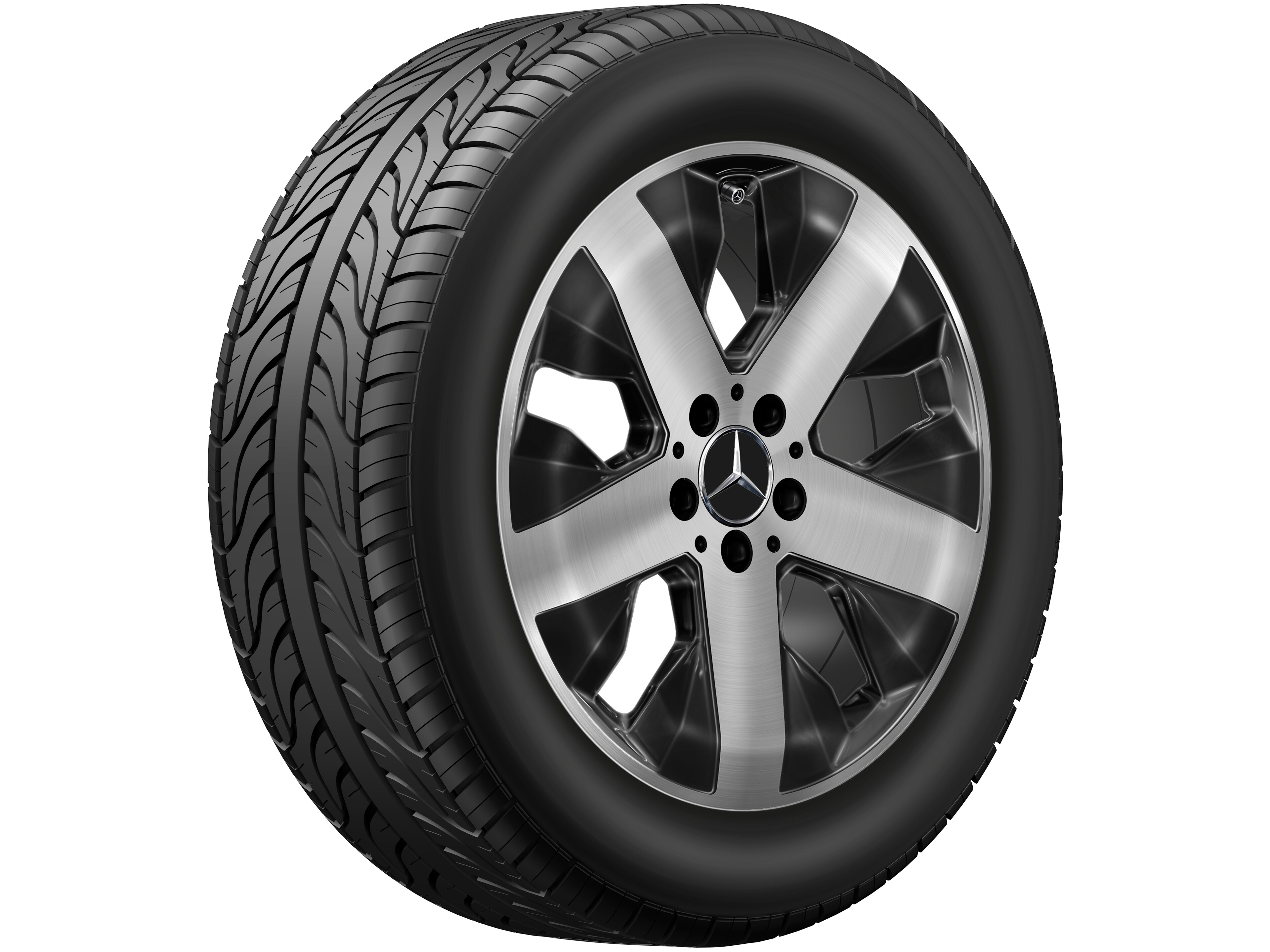 5-spaaks wiel, 45,7 cm (18 inch) - 7,5 J x 18 ET 53, zwart, glanzend gepolijst
