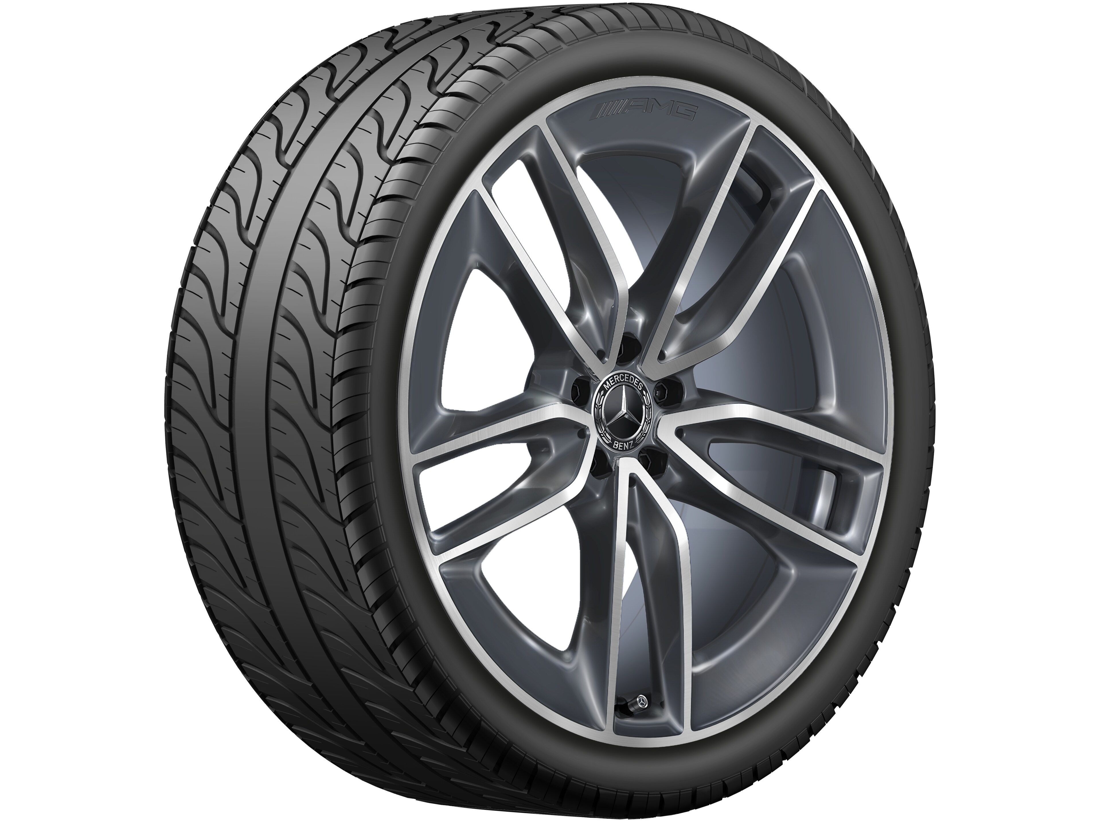 Vijf-dubbelspaaks AMG-wiel, 55,9 cm (22 inch) - 11 J x 22 ET 50, tremoliet metallic, glanzend gepolijst