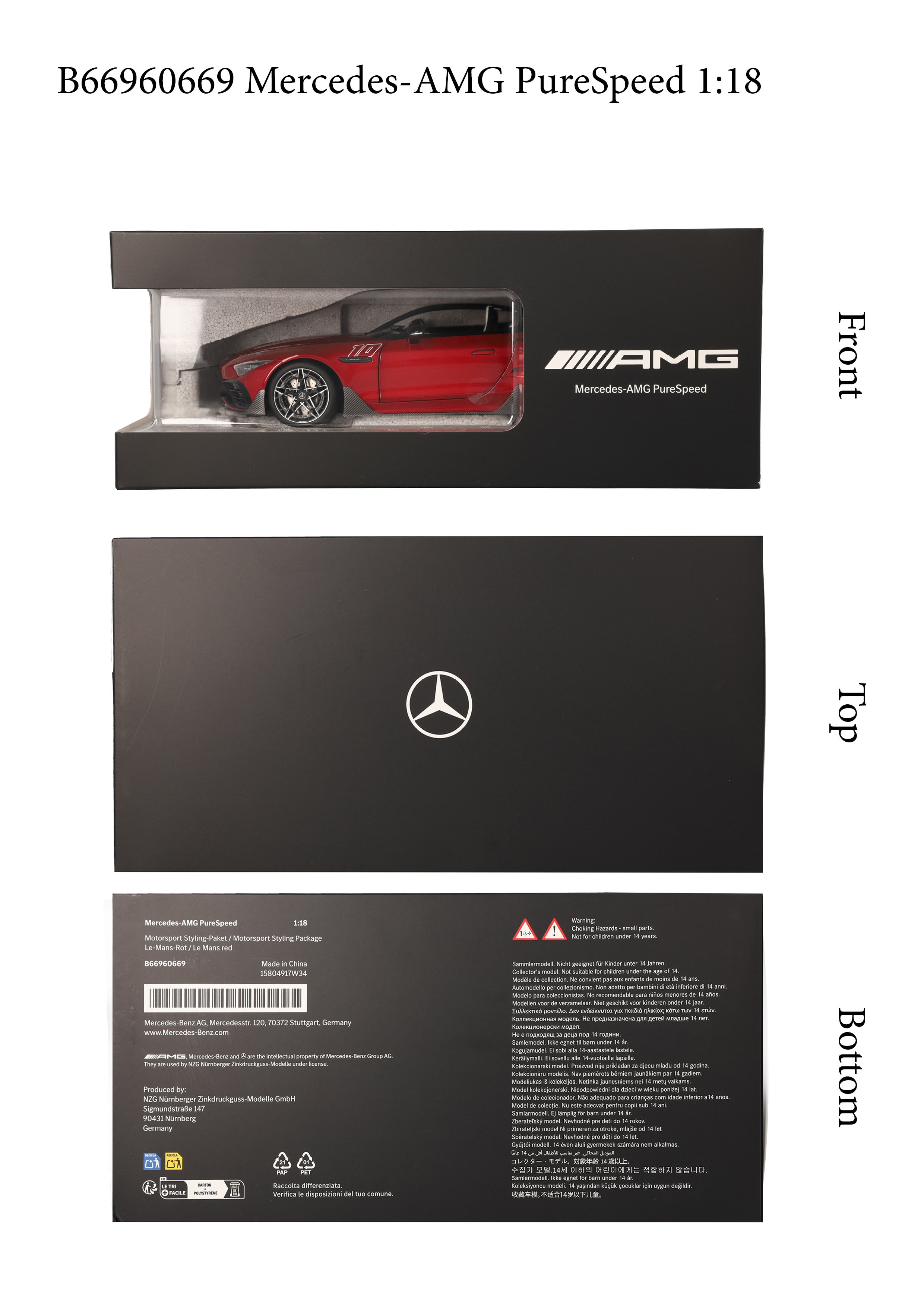 Mercedes-AMG PureSpeed, R232 - Le Mans rood, NZG, 1:18