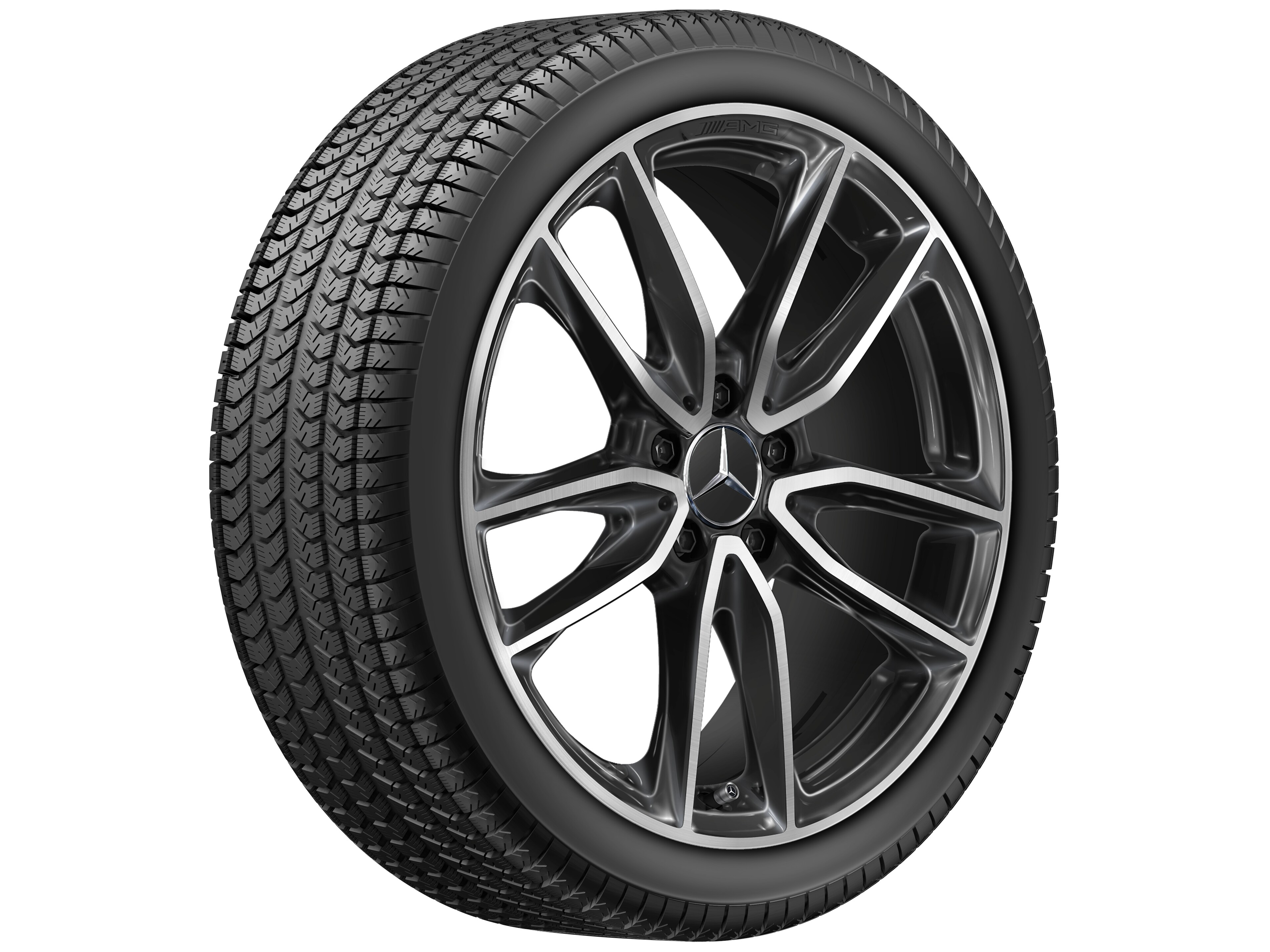 Vijf-dubbelspaaks AMG-wiel, 48,3 cm (19 inch) - 7,5 J x 19 ET 49, zwart, glanzend gepolijst