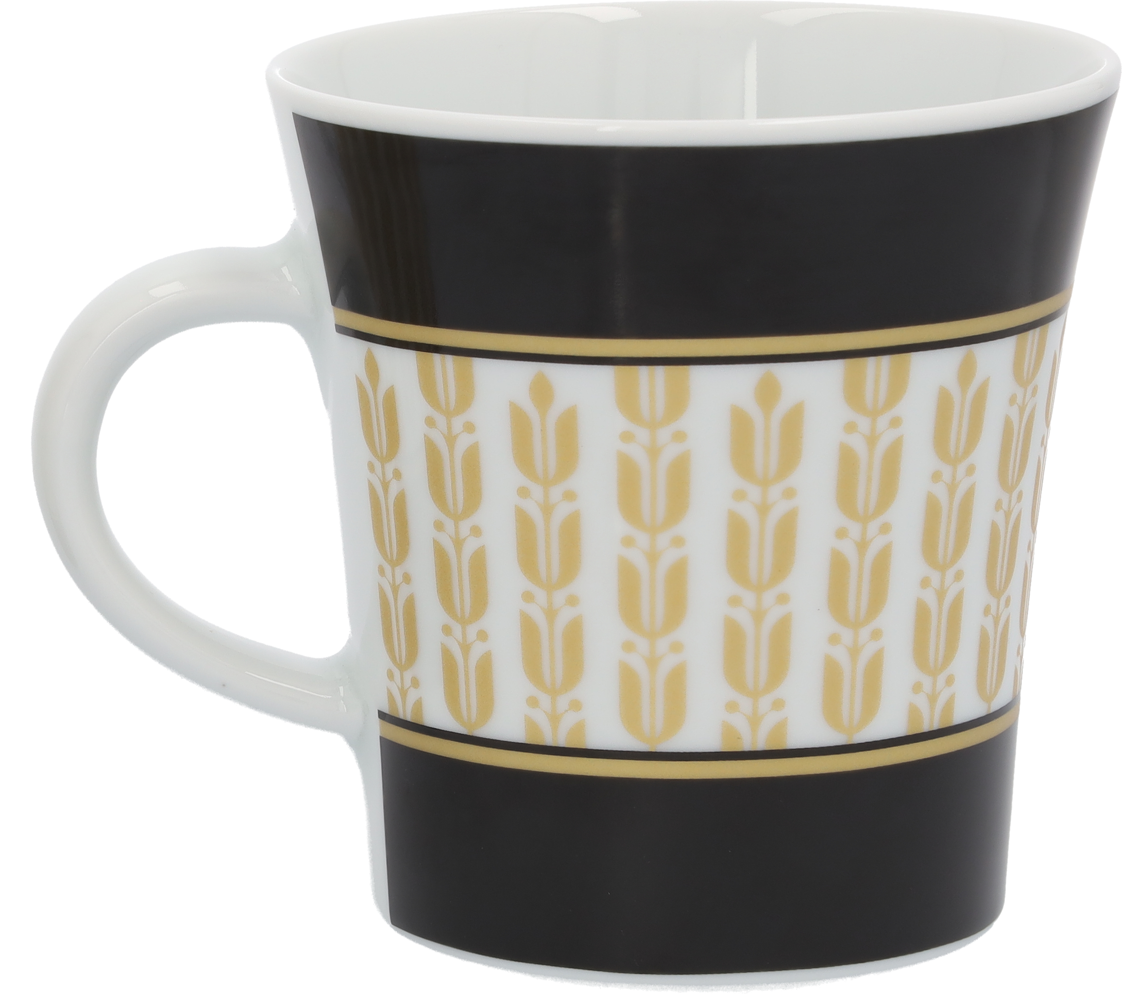 Koffiebeker - zwart / wit / goudkleurig, porselein, 300 ml, Kahla