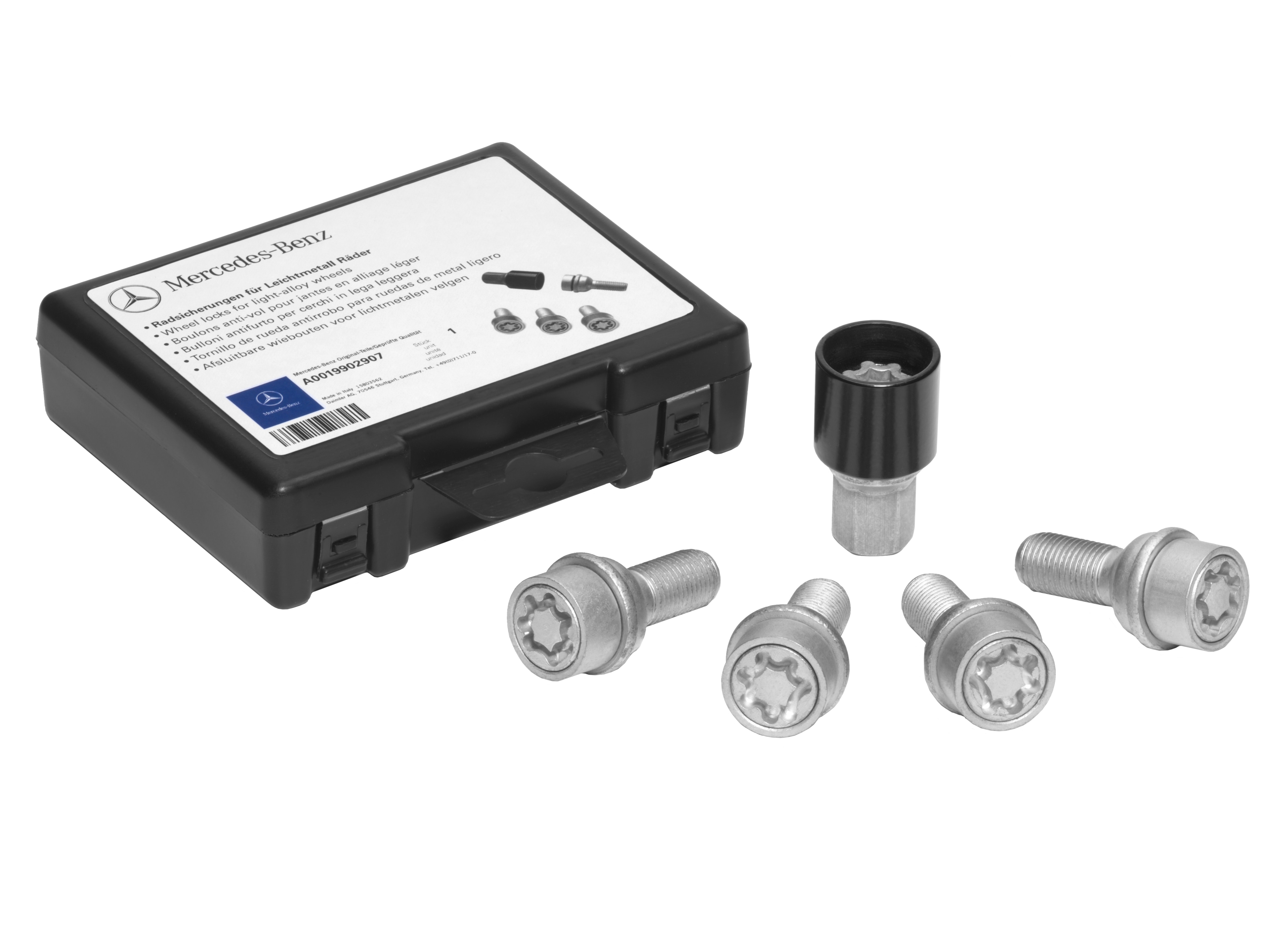Velgslotset, M14 x 1,5 x 25,5 - zilverkleurig
