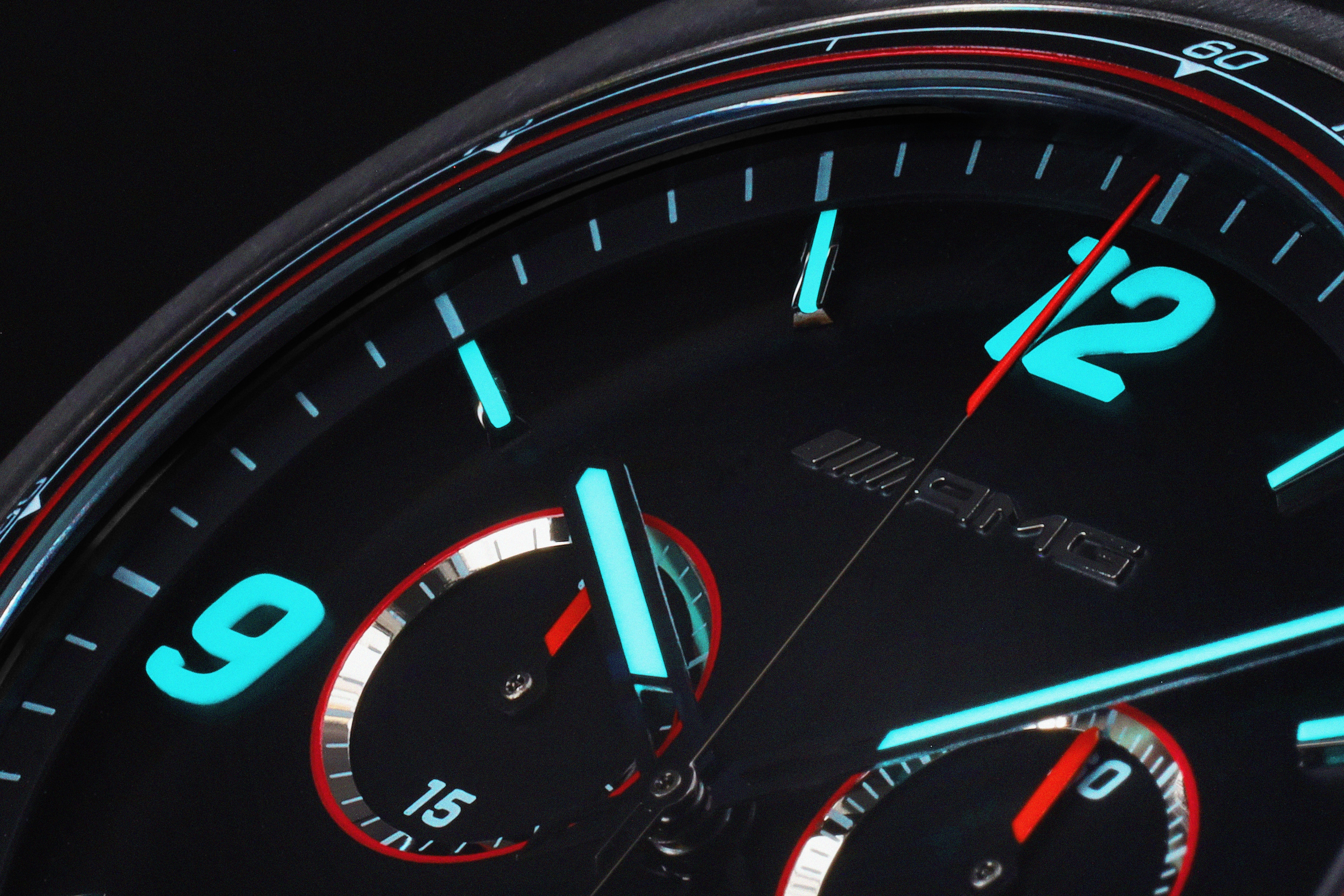 Horloge, Heren, AMG, Essentiële chronograaf - zwart / antraciet / rood, edelstaal / Titanium / rubber