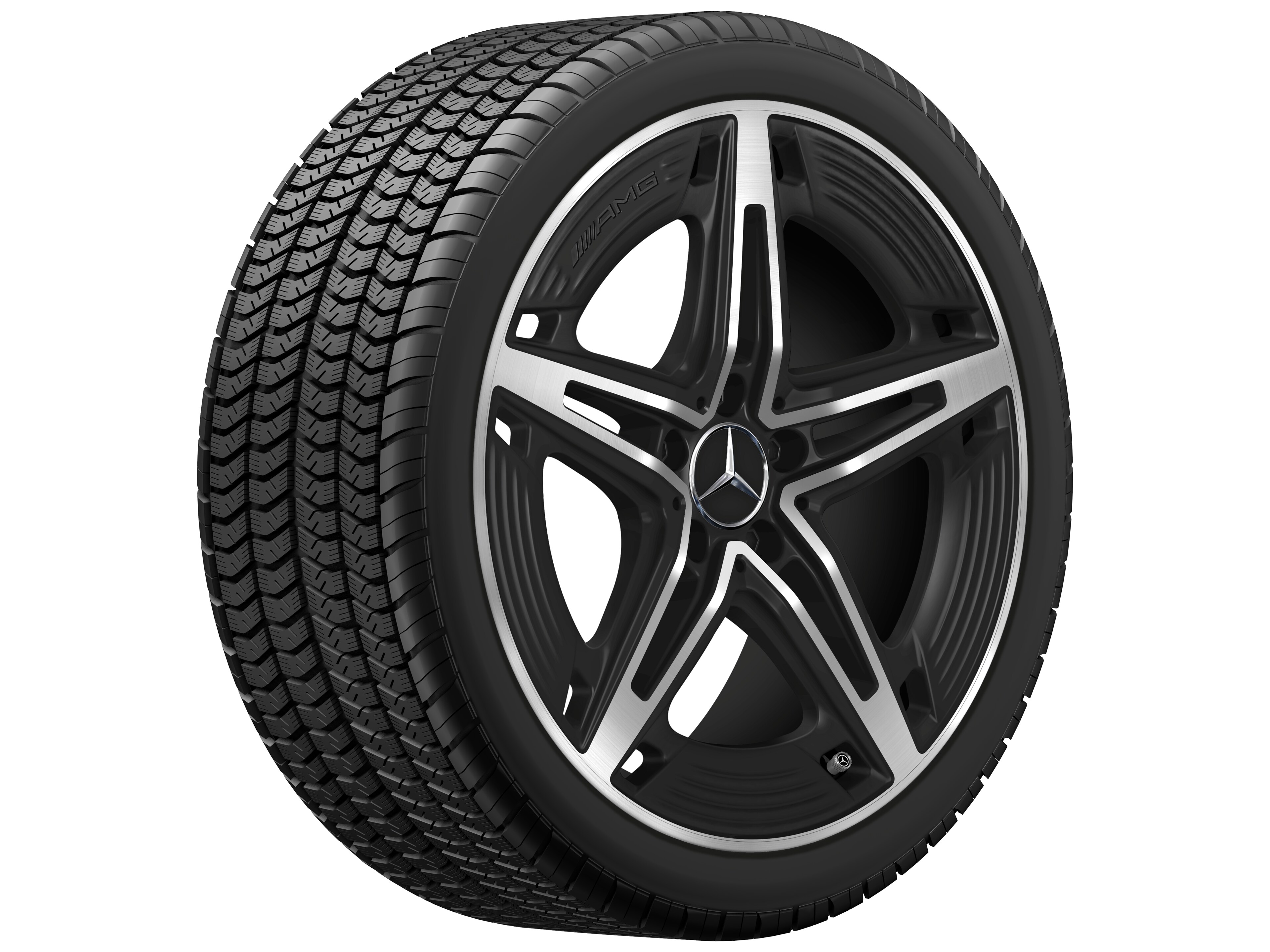 Vijfspaaks AMG-wiel, 48,3 cm (19 inch) - 8,5 J x 19 ET 46, Matzwart, glanzend gepolijst