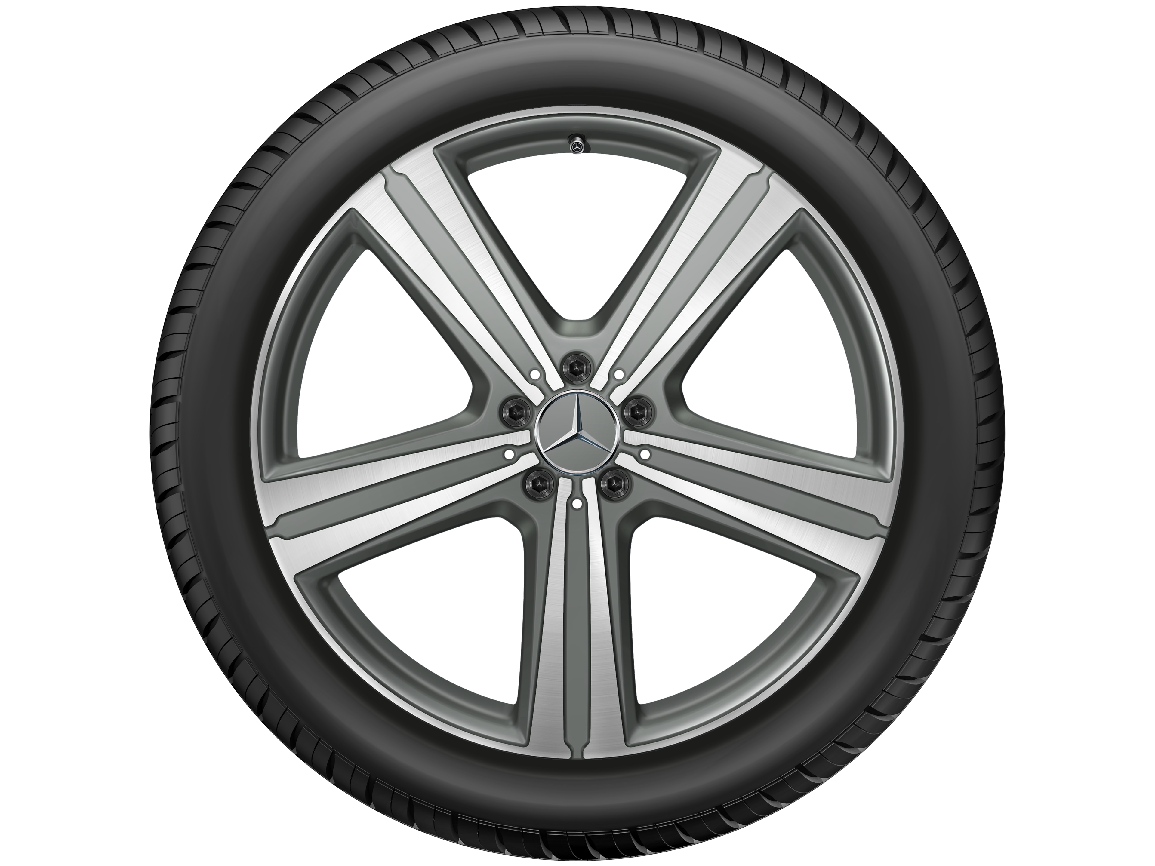 5-spaaks wiel, 53,3 cm (21 inch), glanzend gepolijst - 10 J x 21 ET 54,6, grijs Himalaya mat, glanzend gepolijst