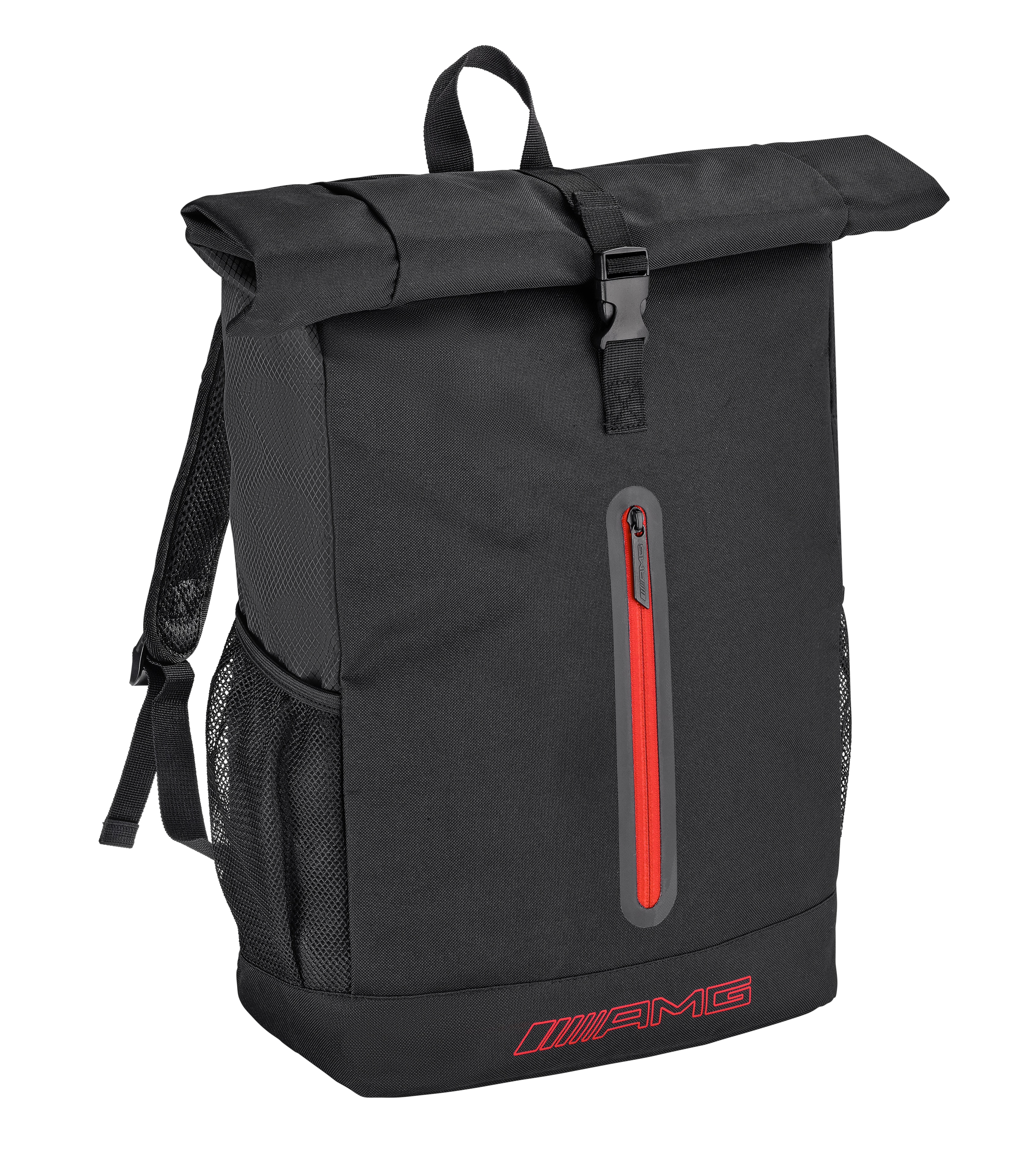 AMG-rugzak, Rolltop - zwart / rood, polyester