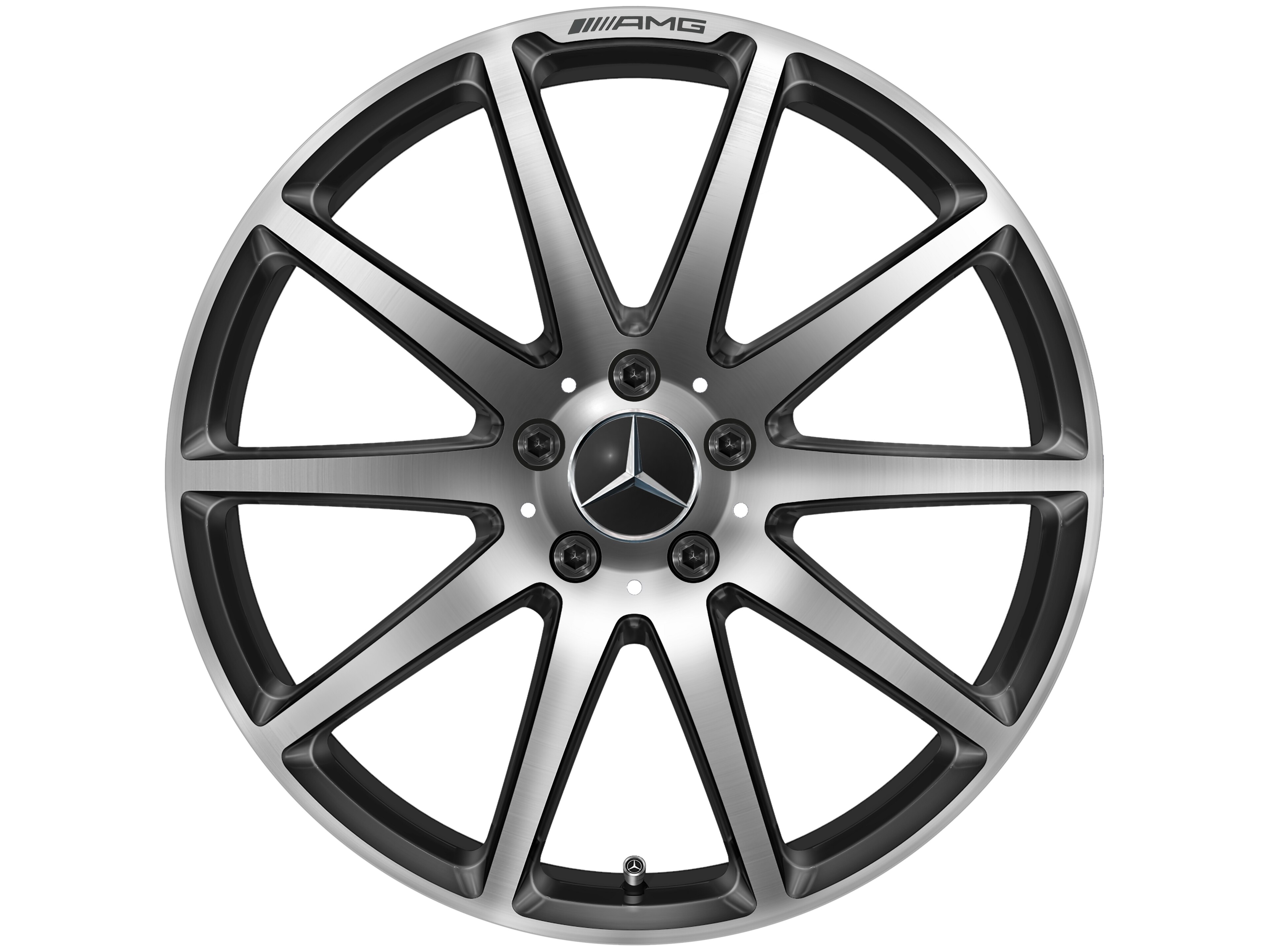 Gesmede AMG-velg in 10-spaaks design, 50,8 cm (20 inch) - 10 J x 20 ET 48, zwart, Gepolijst