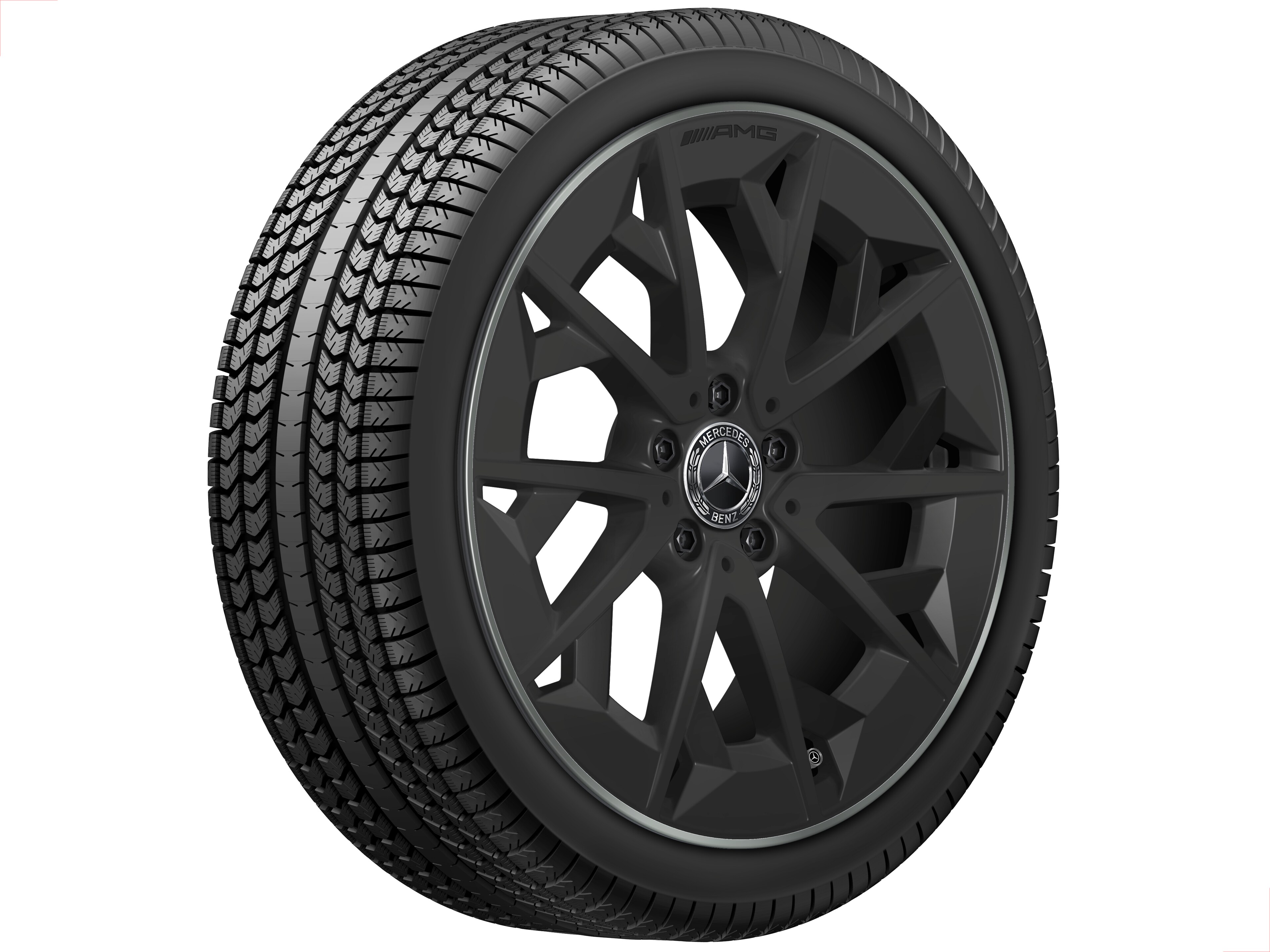 Lichtmetalen AMG-velg, In kruisspaak-design, 48,3 cm (19 inch) - 7,5 J x 19 ET 48,4, Matzwart / techgoud mat