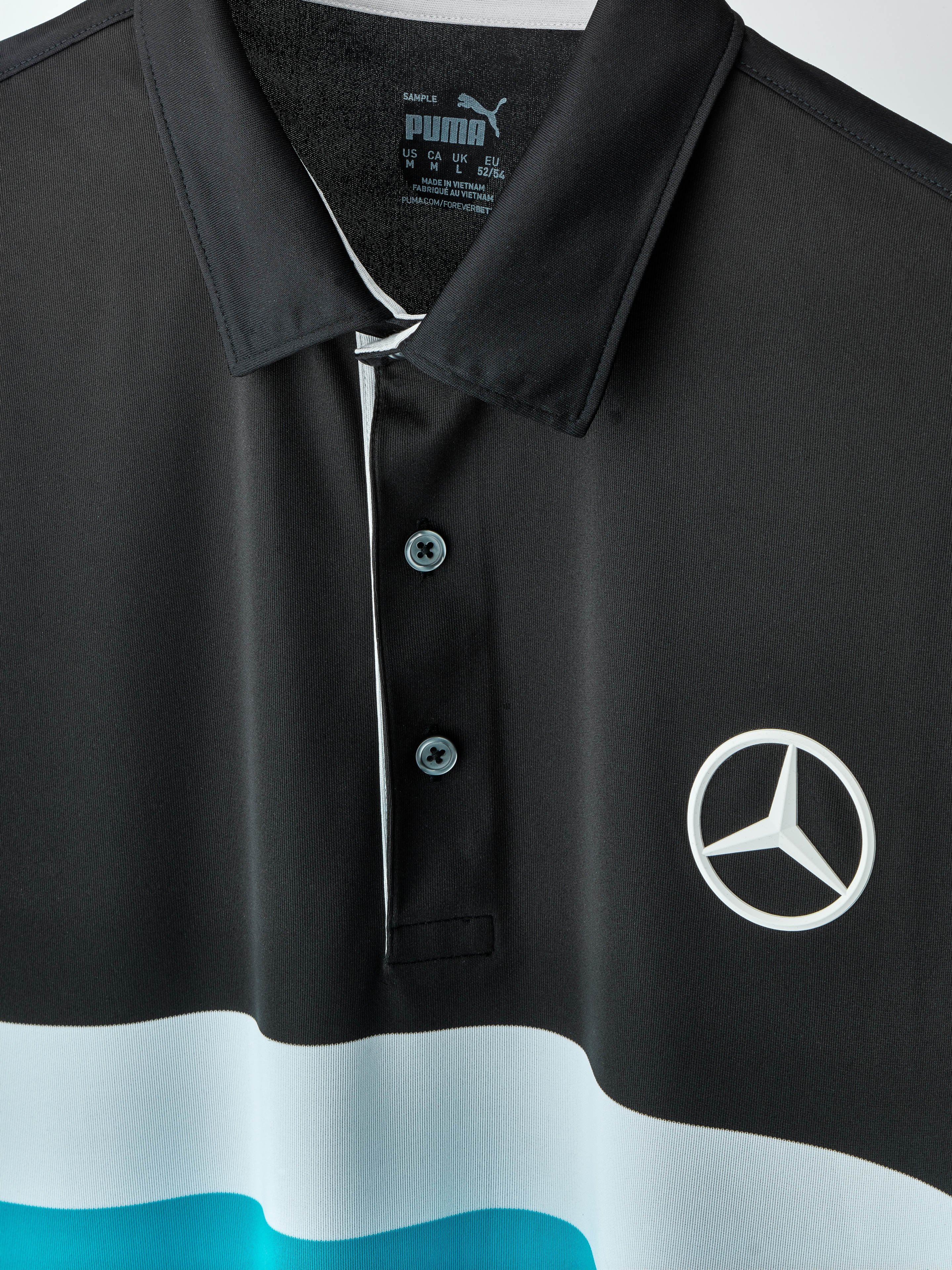 Golf-Poloshirt Herren, Pure Colorblock - black / Aqua Blue / white, XXL