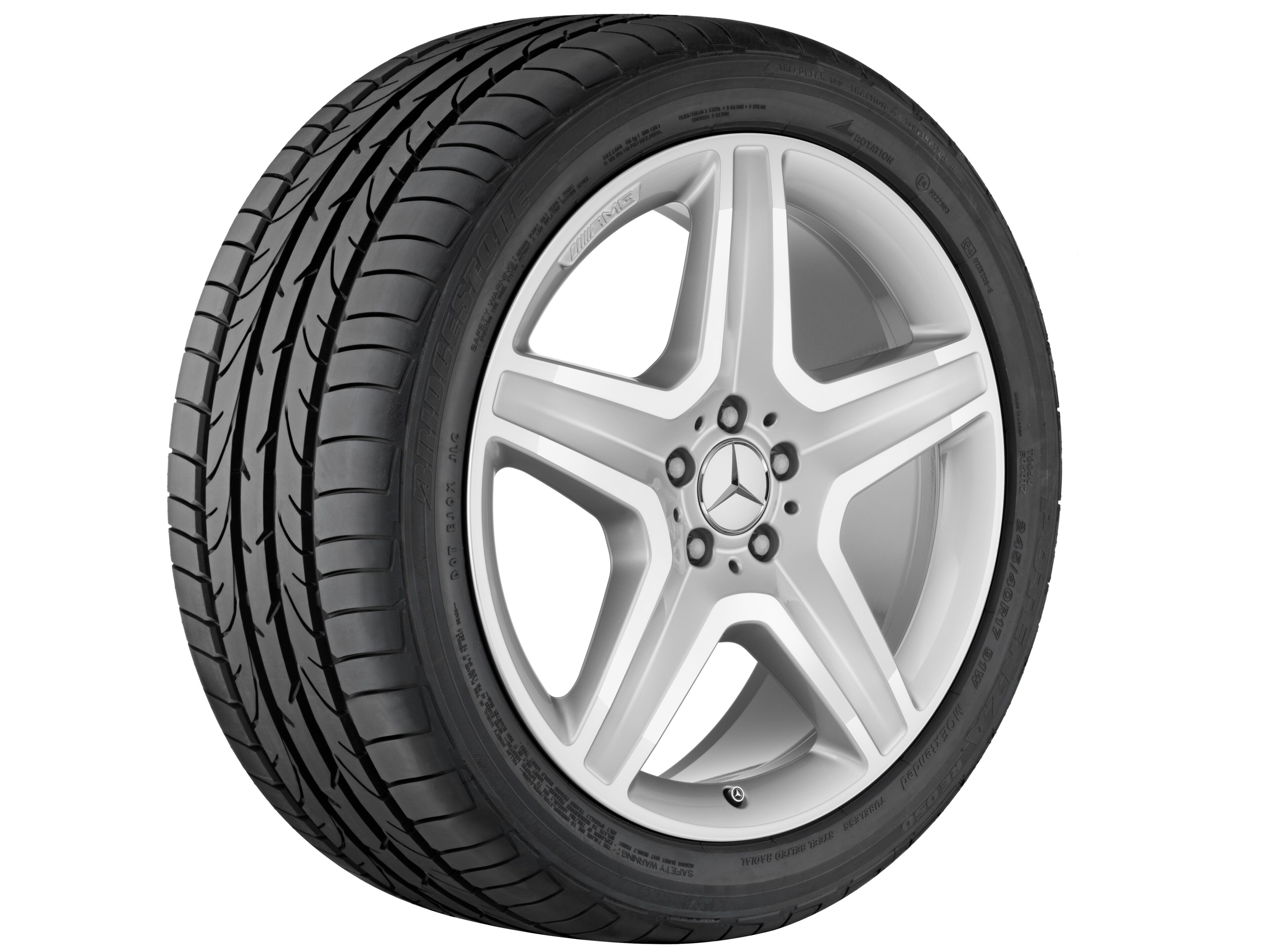 Vijfspaaks AMG-wiel, 50,8 cm (20 inch) - 9 J x 20 ET 57, zilverkleurig, glanzend gepolijst