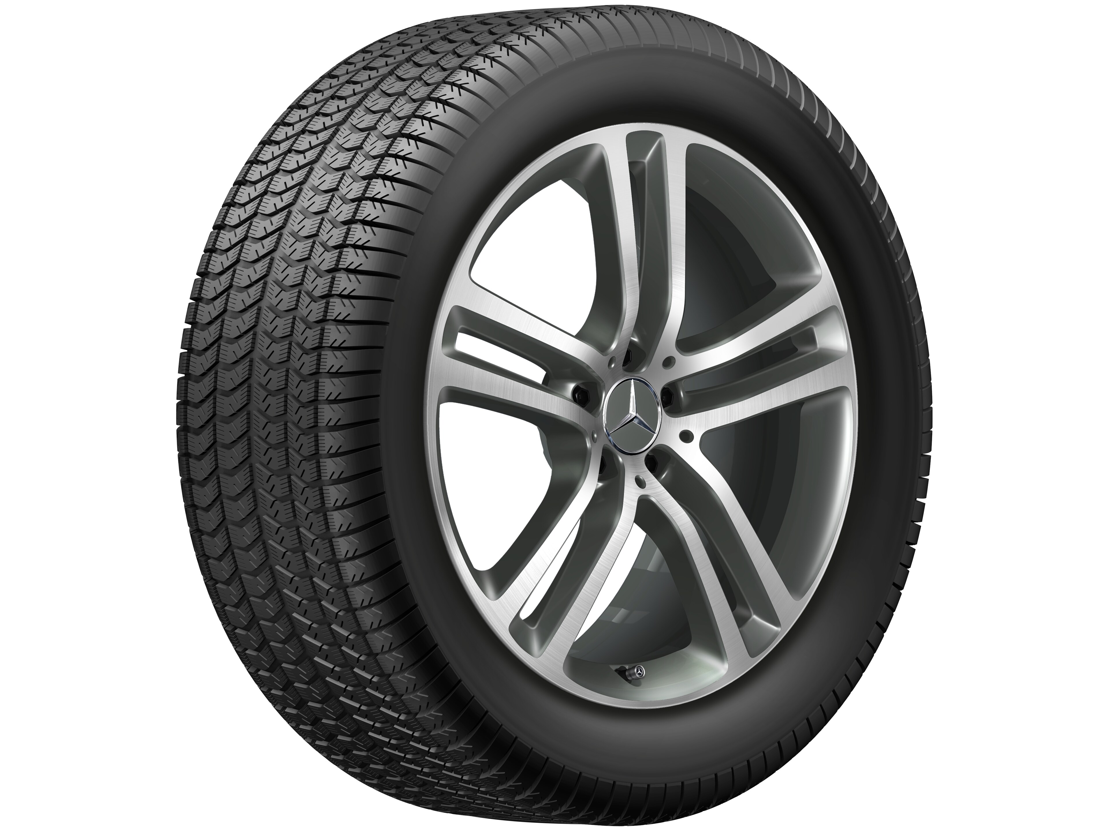 Vijf-dubbelspaaks wiel, 50,8 cm (20 inch), glanzend gepolijst - 8,5 J x 20 ET 55,6, grijs Himalaya mat, glanzend gepolijst